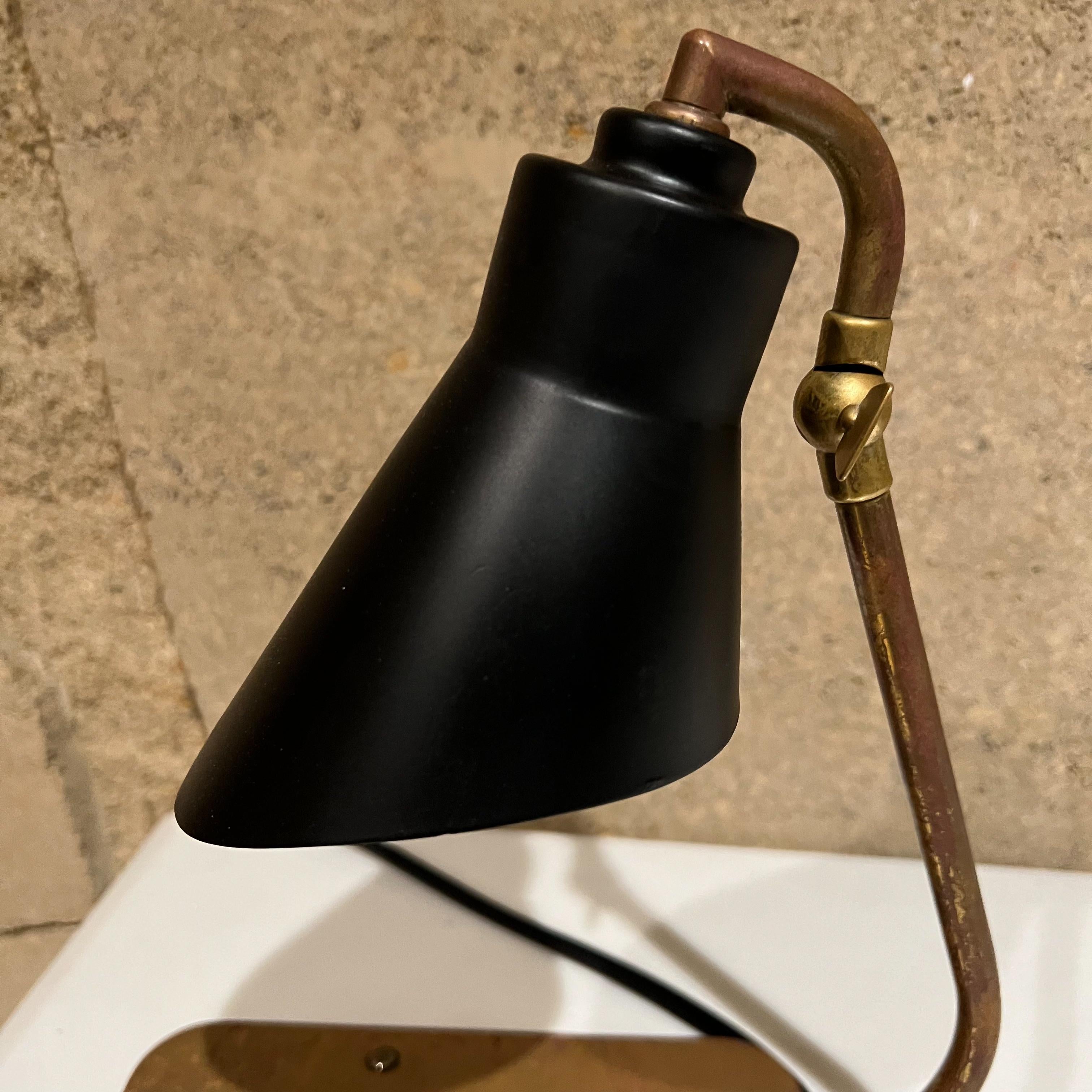 1950s Style Lightolier Modern Lamp Sculptural Task Desk Light Brass and Black 6