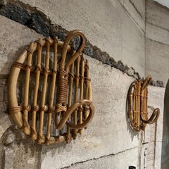 1950s French Rattan Bamboo Coat Racks Style Louis Sognot France