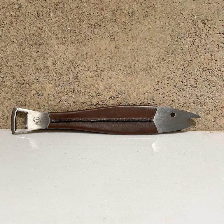 1950s Carl Aubock Style Leather Fish Bottle Opener RS Solingen Germany  6