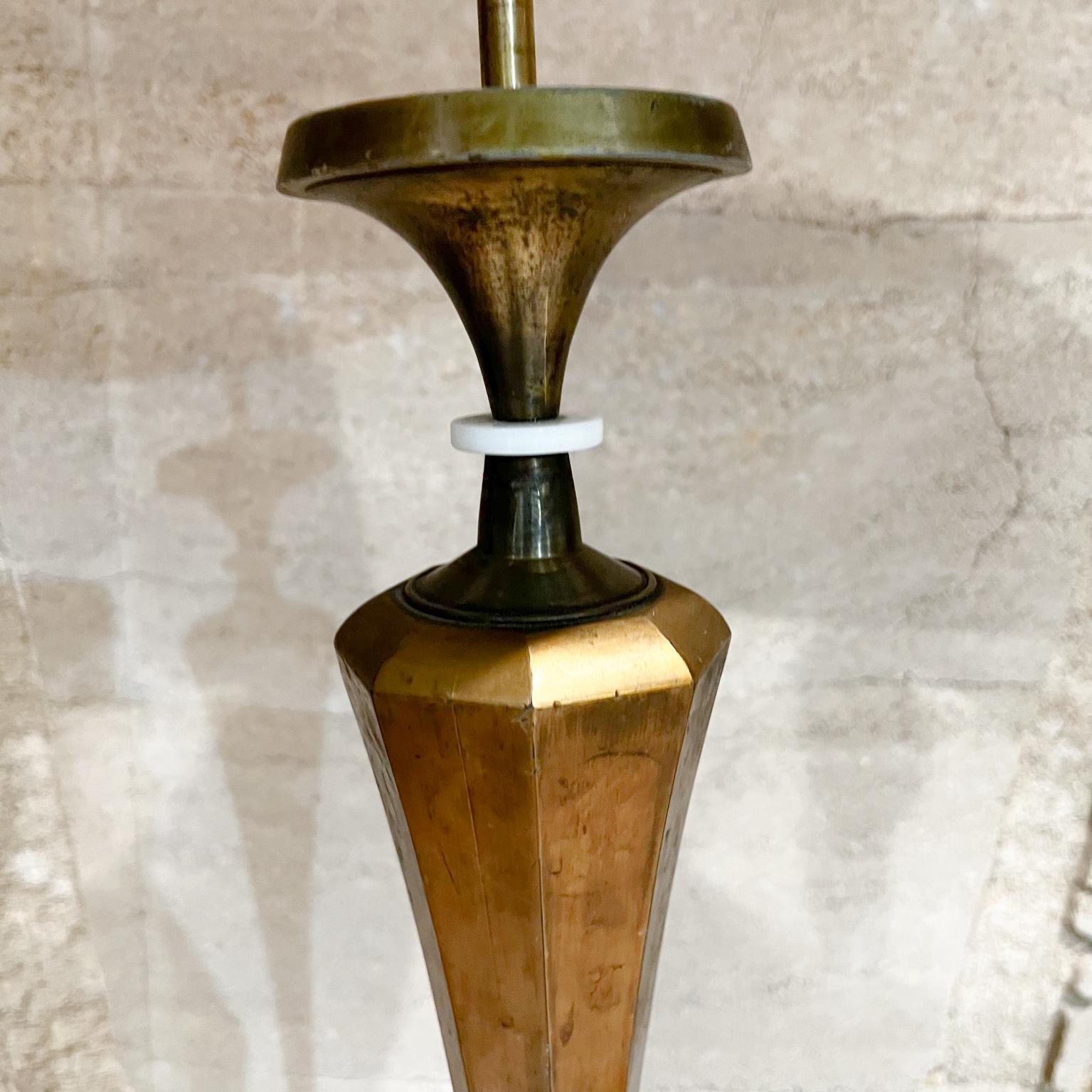 1950s Style of Tony Paul Shapely Gold Table Lamp with Mahogany Wood In Good Condition For Sale In Chula Vista, CA
