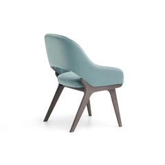 Mid-Century Modern Velvet Dining Chair, Open Back, Solid Wood, Spain