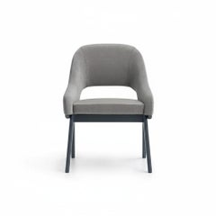 1950s Style Velvet Dining Chair with Open Back By Carlos Soriano