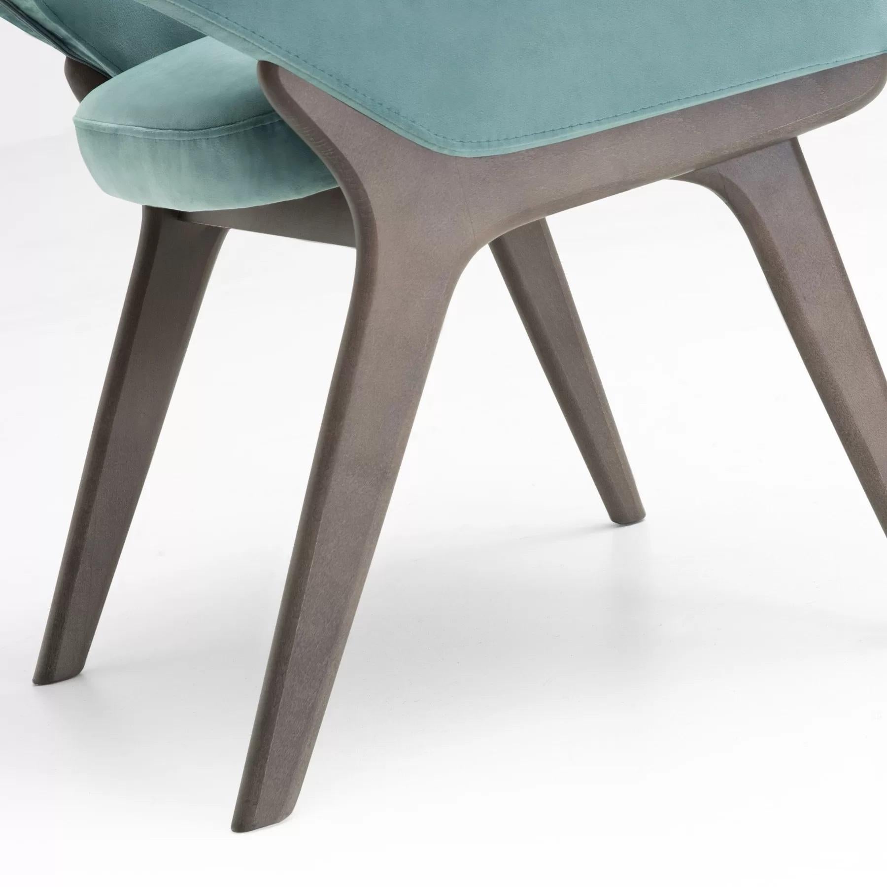 Fait main 1950s Style Velvet Dining Chair with Open Back By Carlos Soriano en vente