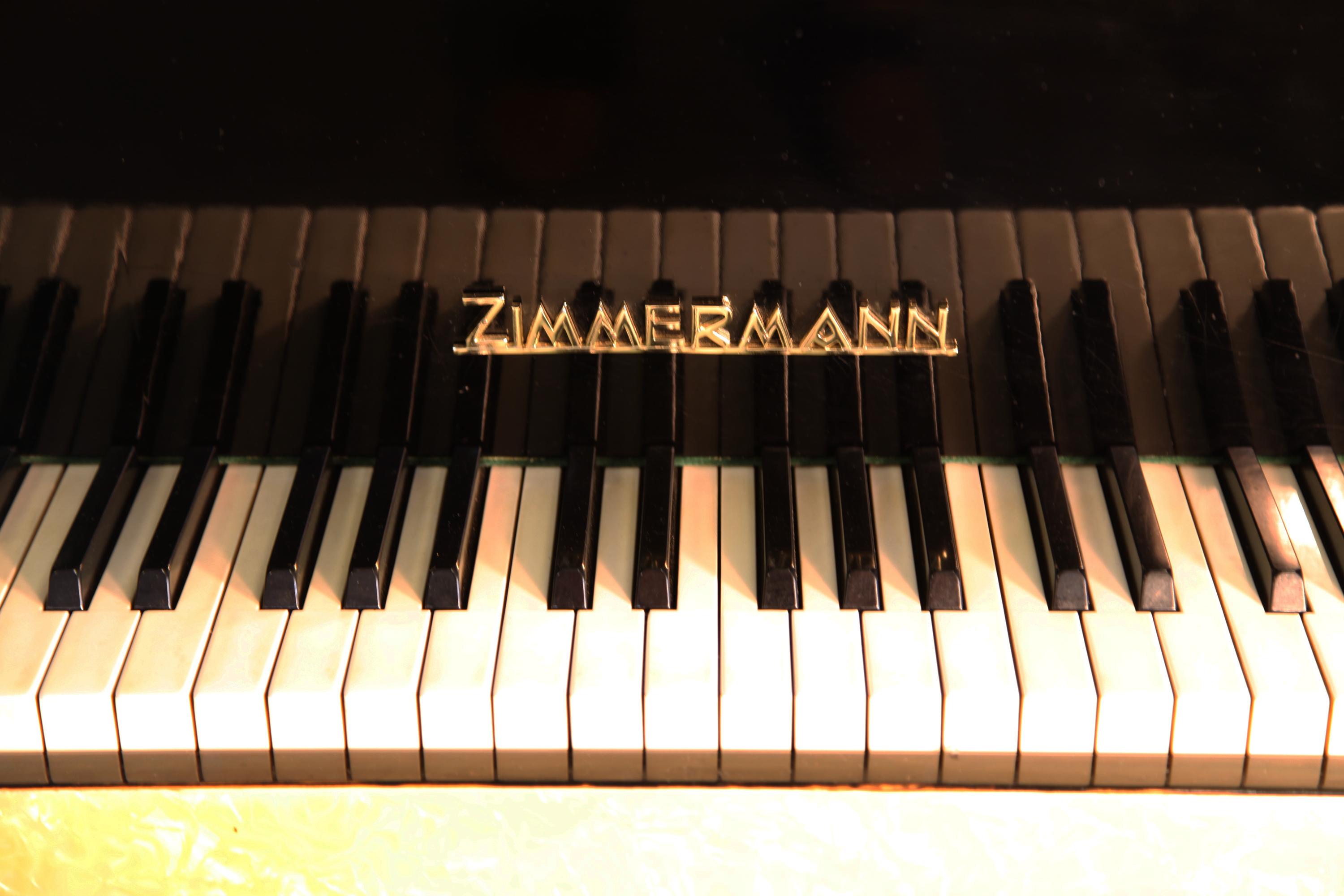 Piano à queue Zimmermann des années 50 Formica jaune Lyre de piano tubulaire en acier en vente 2
