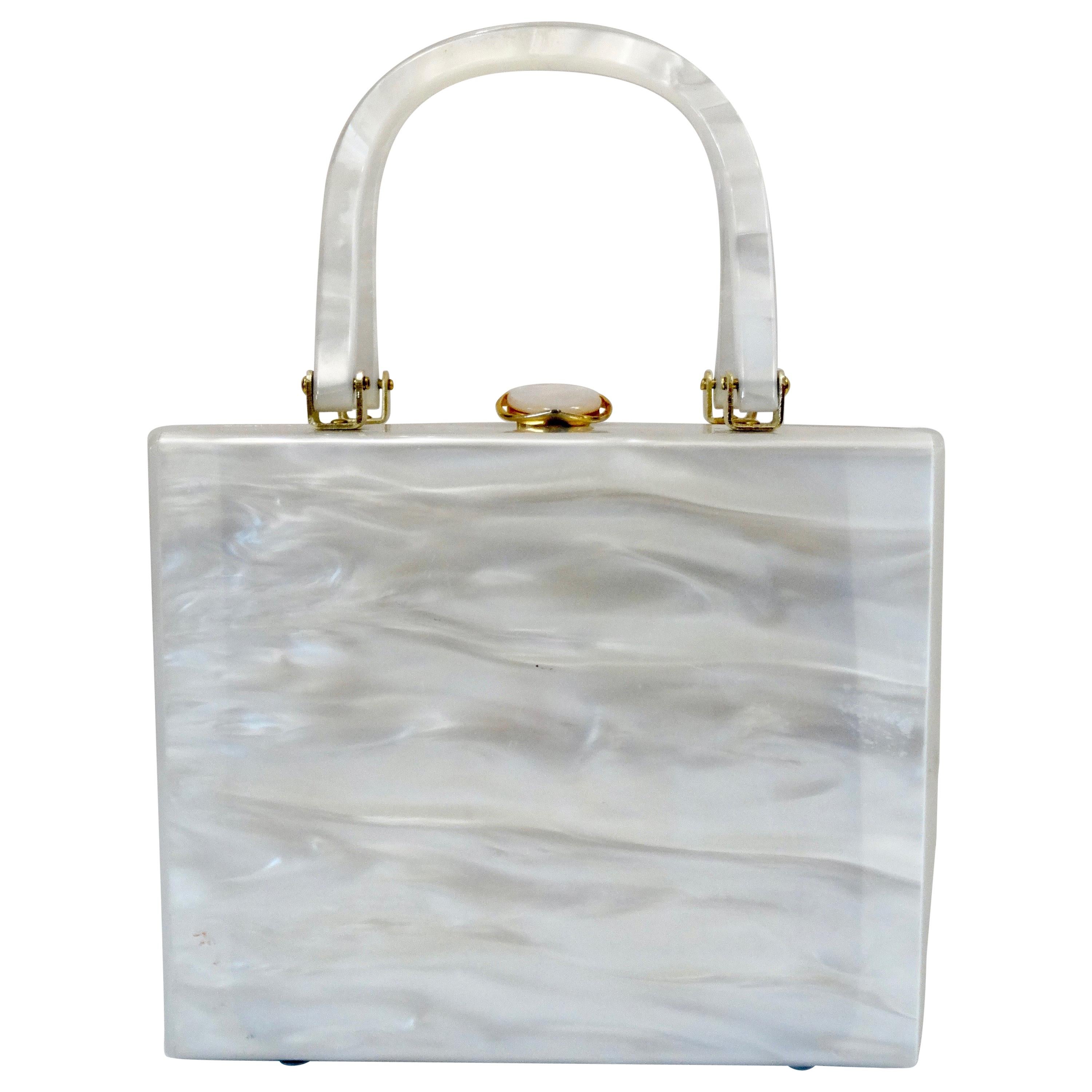 1950s Stylecraft Miami Lucite Top Handle Box Bag 