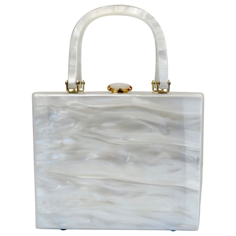 1950s Stylecraft Miami Lucite Top Handle Box Bag at 1stDibs