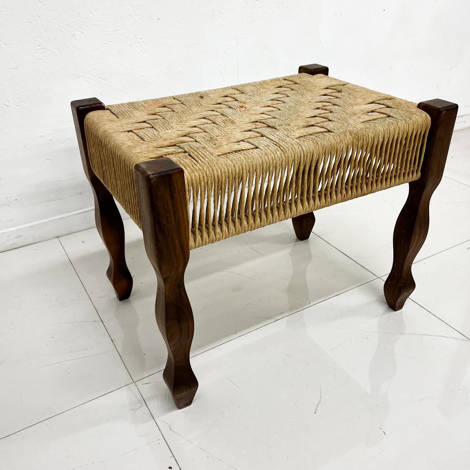 Mid-Century Modern 1950s Stylish Vintage Artist's Studio Rope Bench Mahogany Wood
