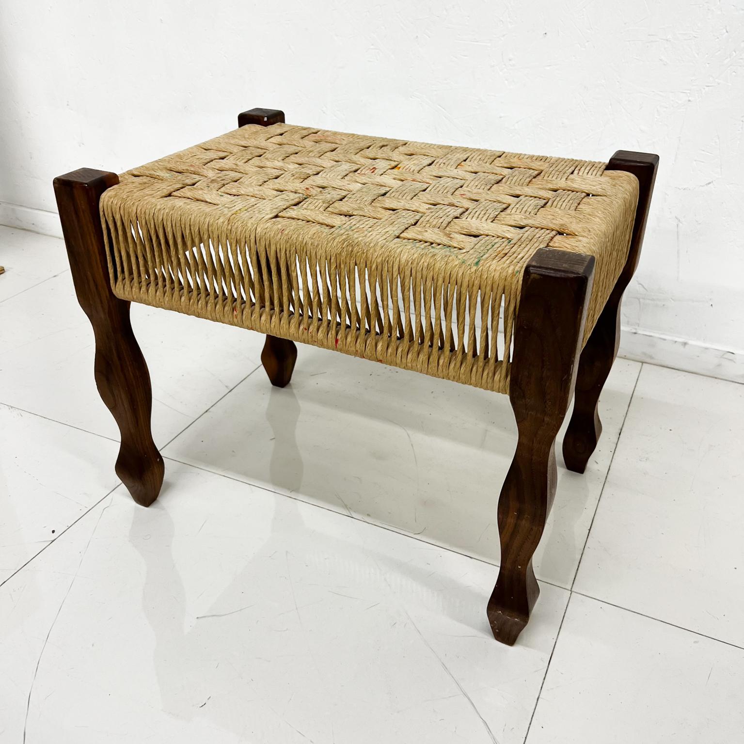 1950s Stylish Vintage Artist's Studio Rope Bench Mahogany Wood In Good Condition In Chula Vista, CA