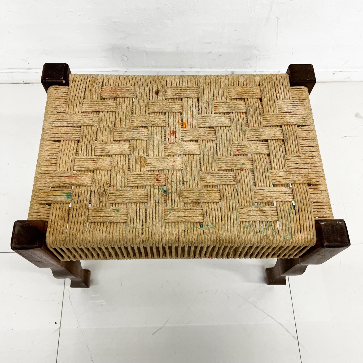 Papercord 1950s Stylish Vintage Artist's Studio Rope Bench Mahogany Wood