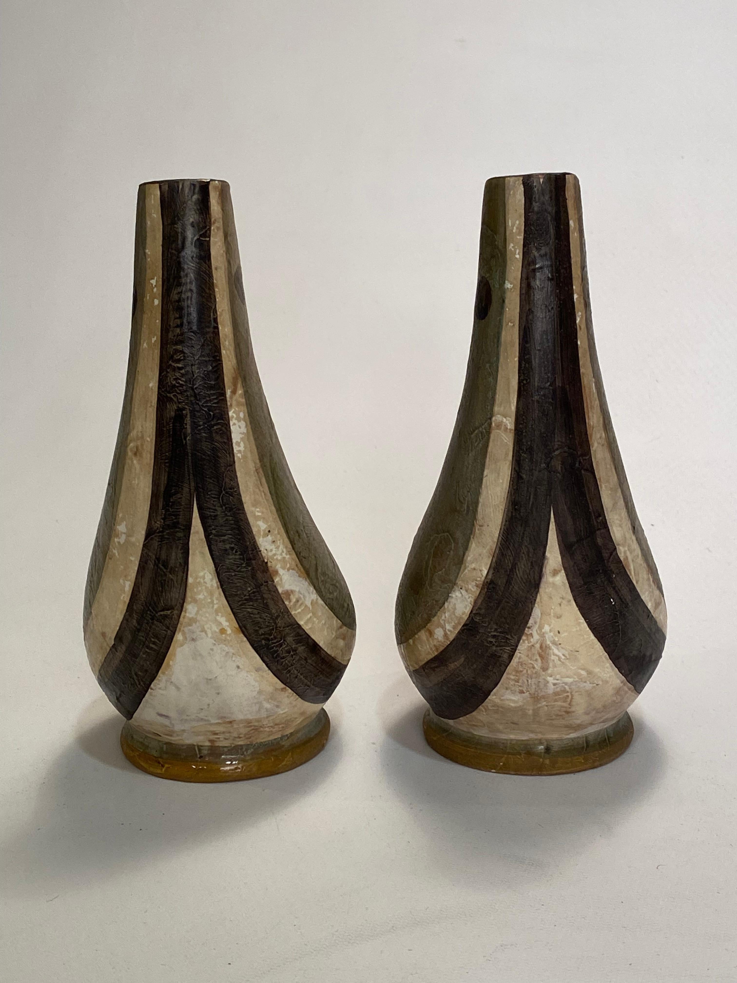 1950er Jahre Stilisierte italienische Vogelvasen aus Keramik, ein Paar 1
