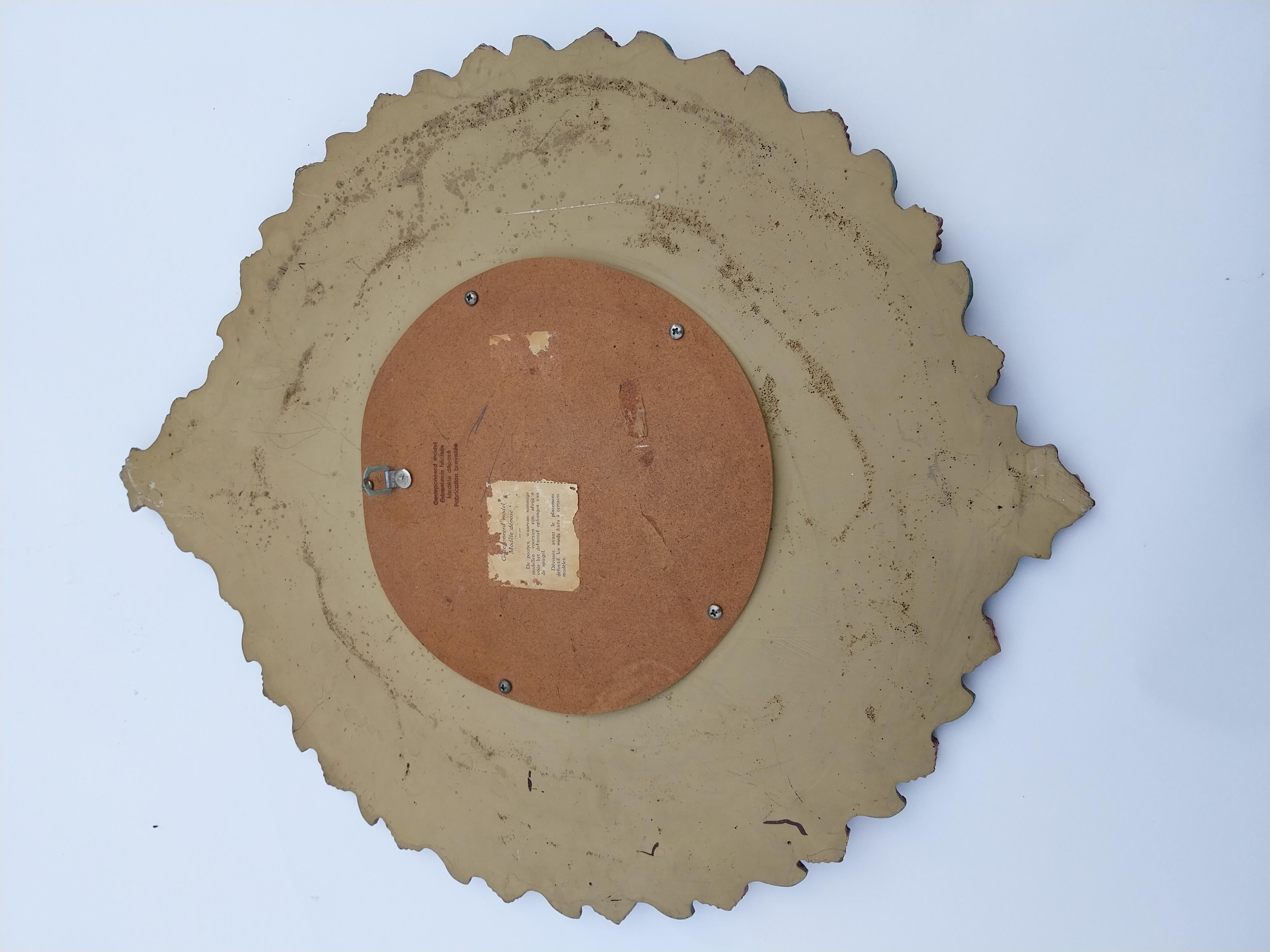 1950's sunburst painted convex resin mirror For Sale 6