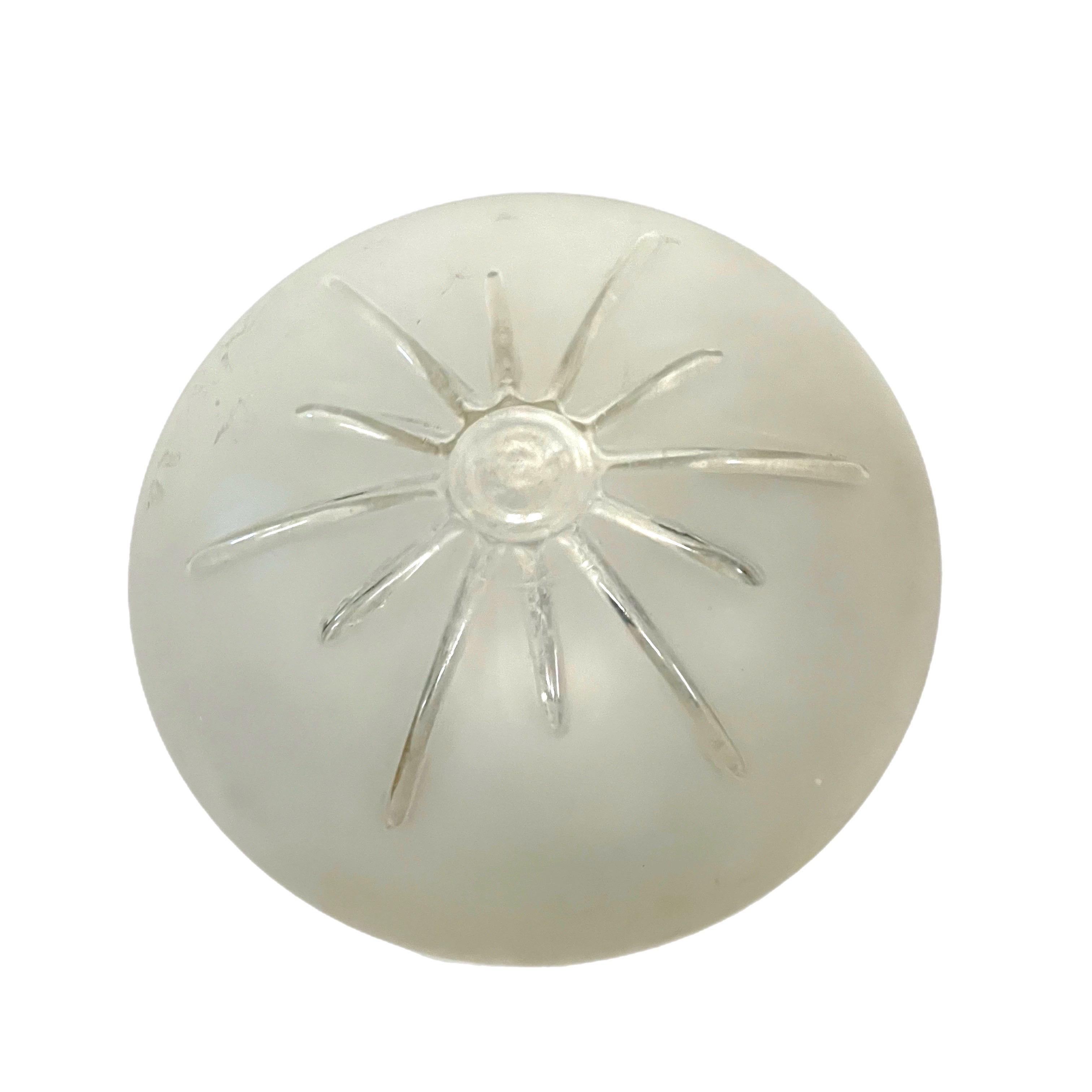 Empotrable de Cristal Transparente y Satinado Rayo de Sol de los Años 50 Desconocido en venta