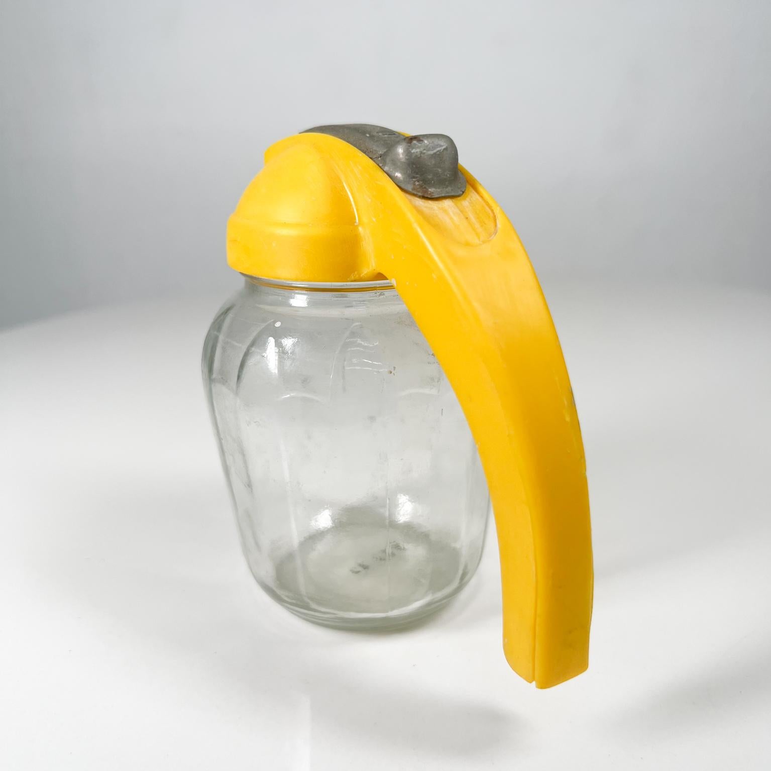 Mid-Century Modern 1950s Sunny Yellow Honey Syrup Dispenser Table Jar