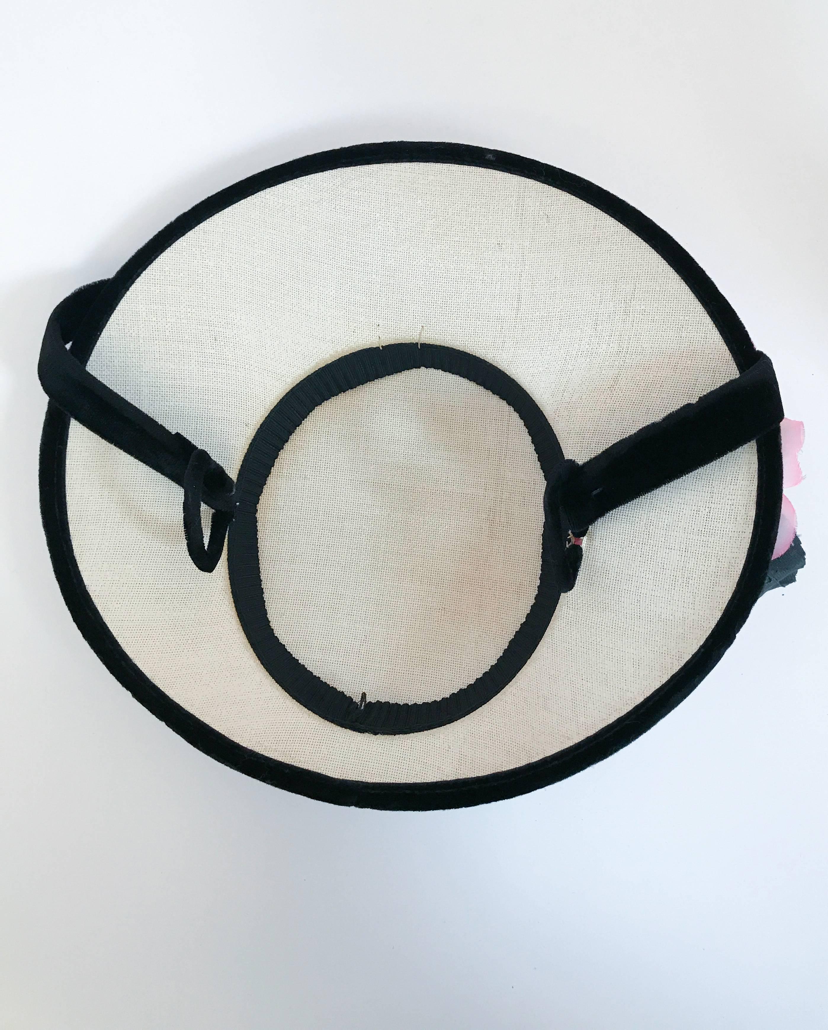 1950s Sunt hat with Black Velvet trim and Silk Flower 1