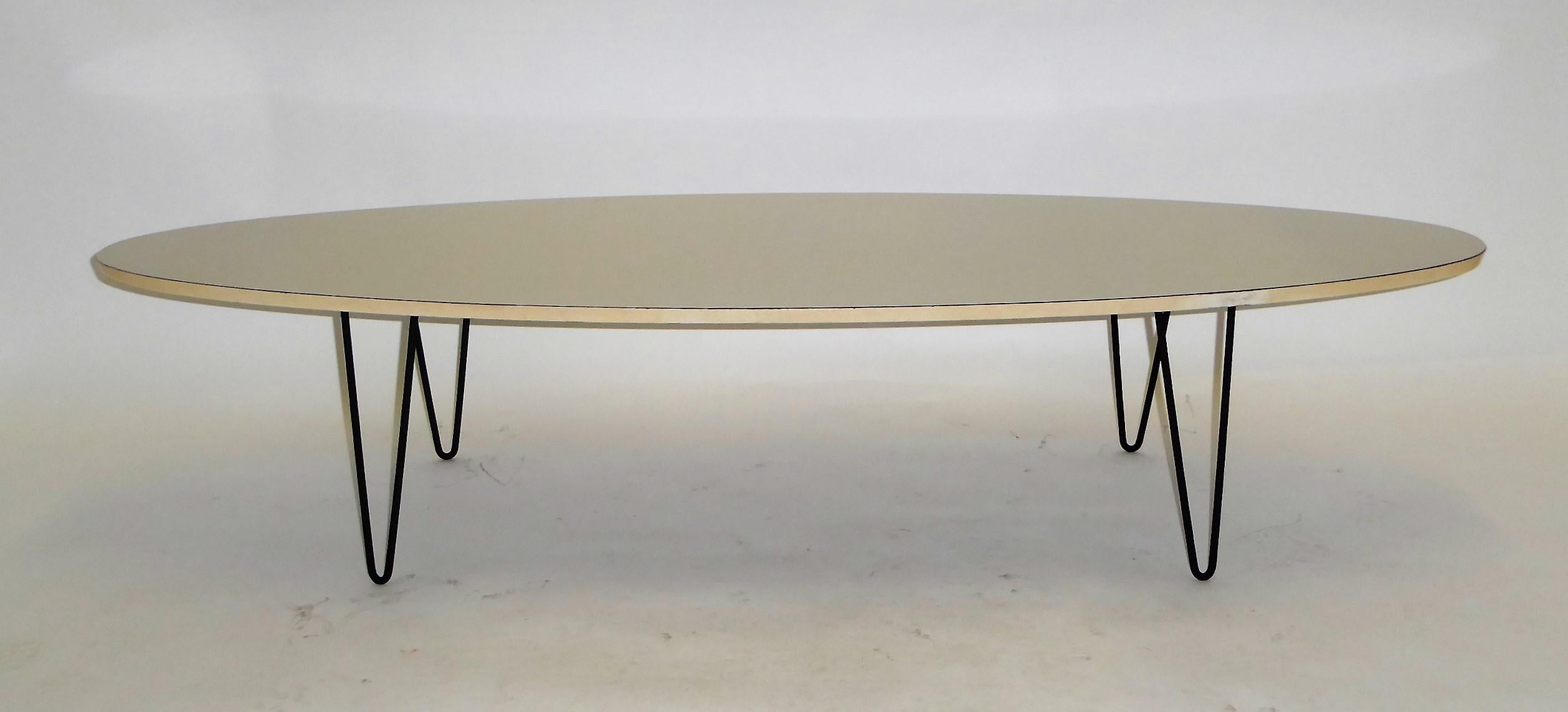 1950s Surfboard Coffee Table on Hairpin Legs Eames Style 2