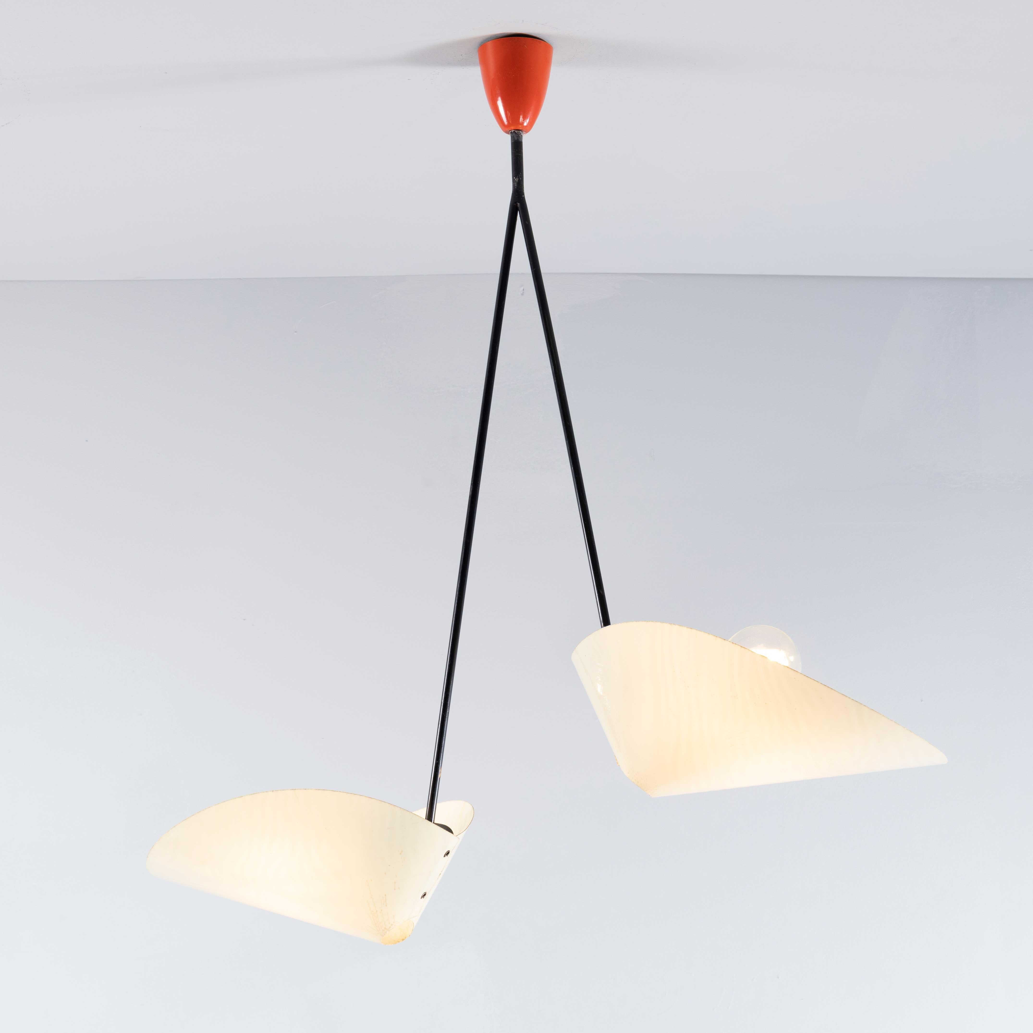 1950's Suspended Hanging Paper Pendant Lamps - Pair In Good Condition In Hook, Hampshire