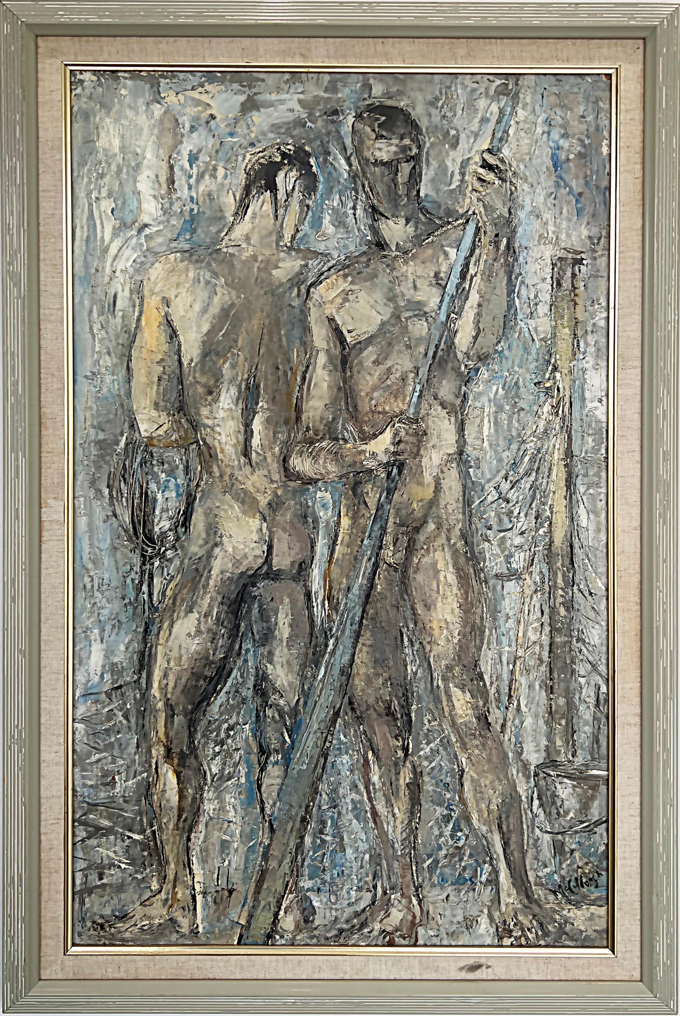 1950s Suzanne Mccullough Abstract Nude Study Painting, Fisherman 2