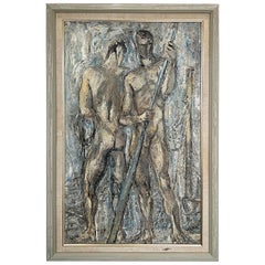 1950s Suzanne Mccullough Abstract Nude Study Painting, Fisherman