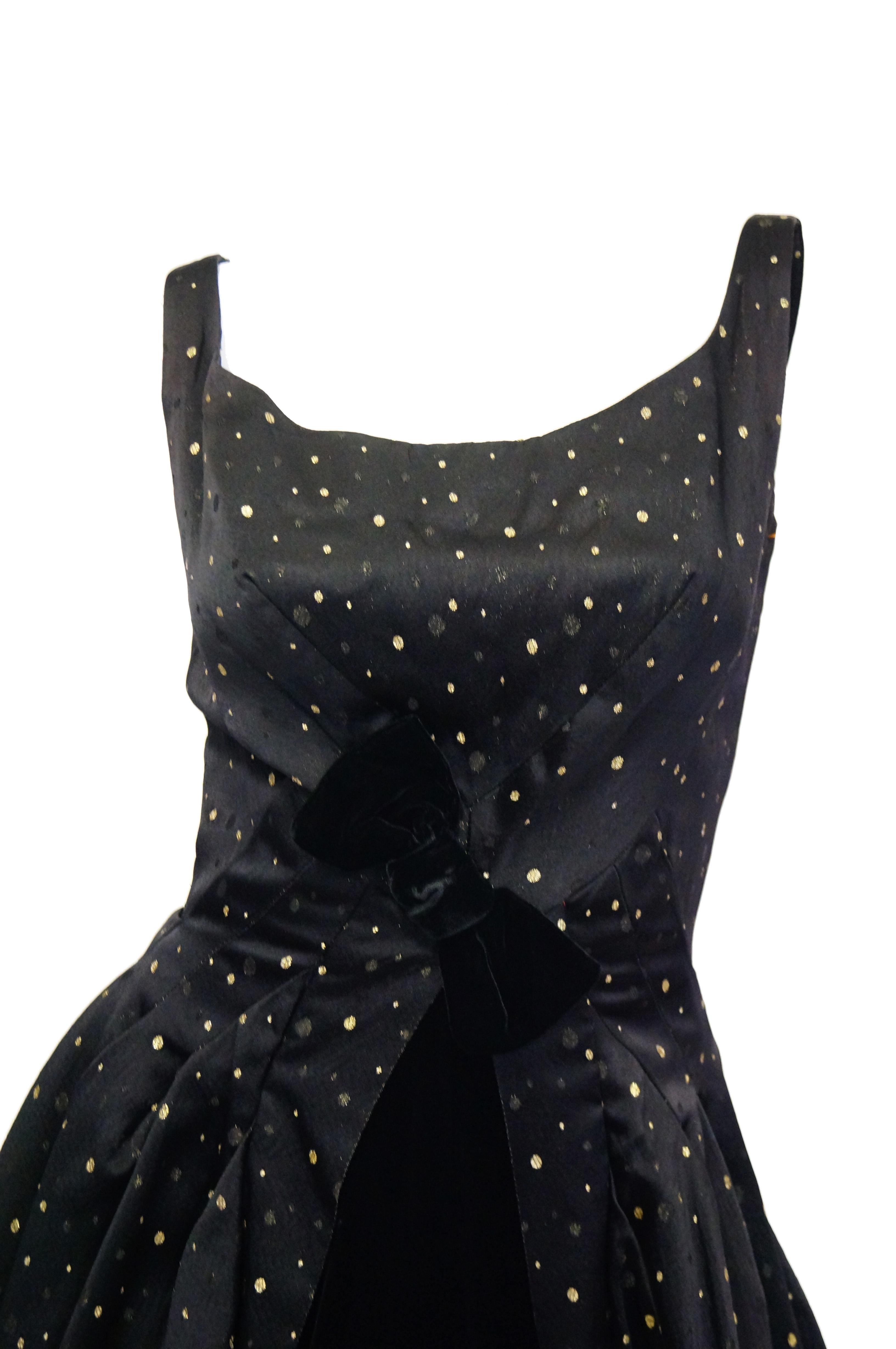 Beautiful black and gold evening dress by Suzy Perette in that iconic 1950s 