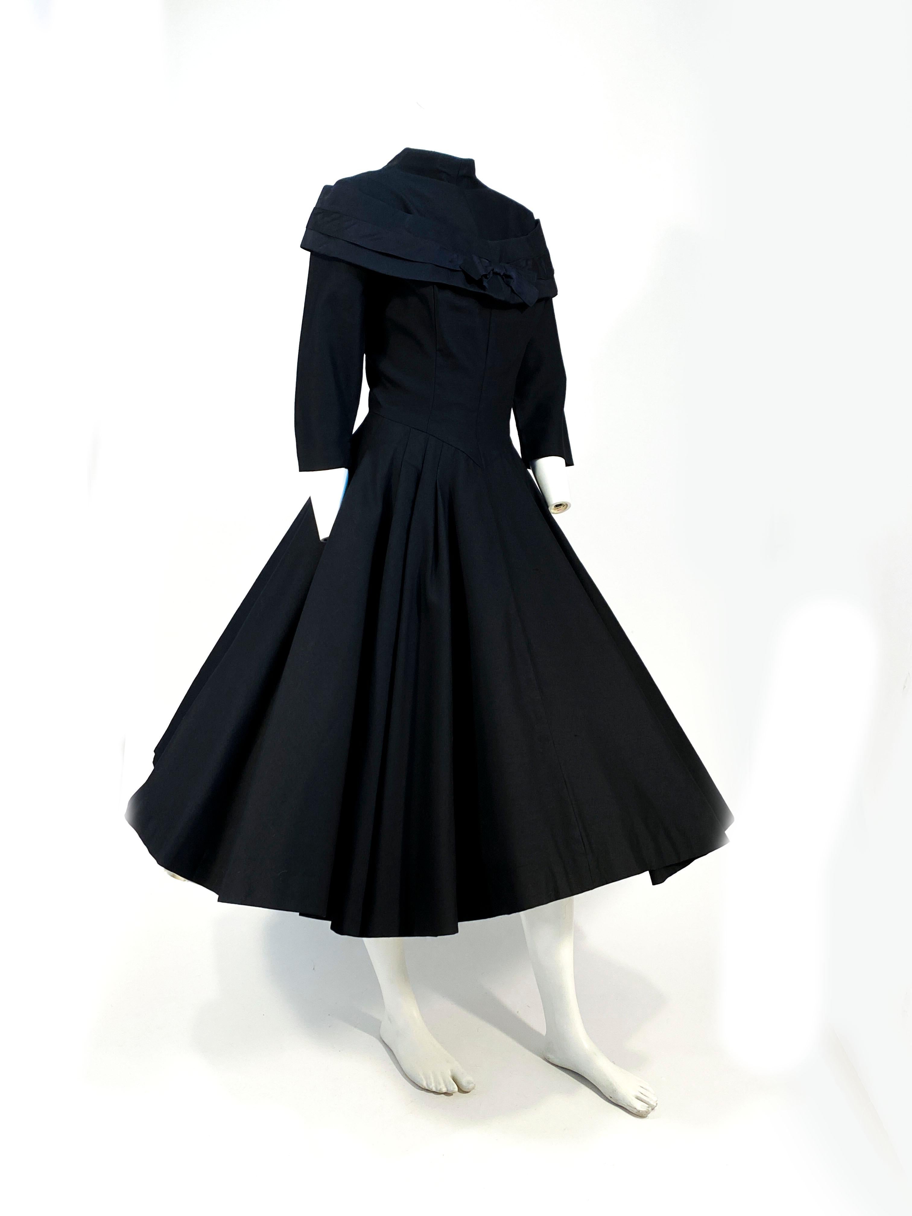 1950s Suzy Perette Black Wool Cocktail Dress In Excellent Condition In San Francisco, CA
