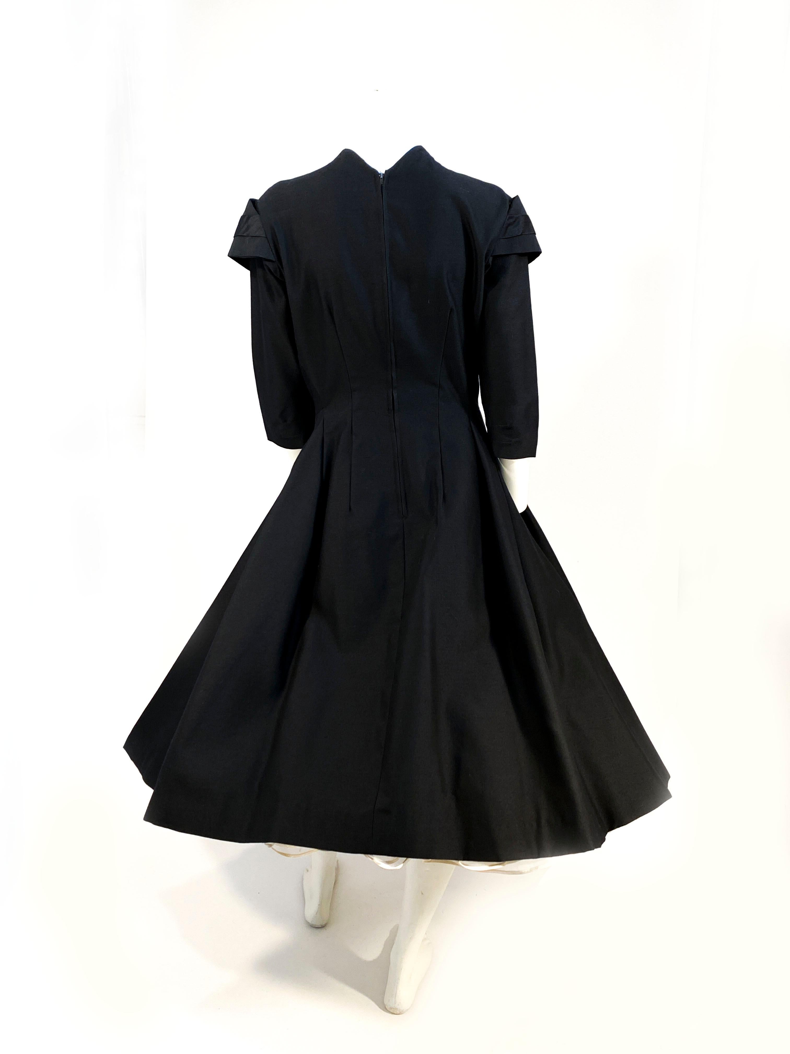 1950s Suzy Perette Black Wool Cocktail Dress 1