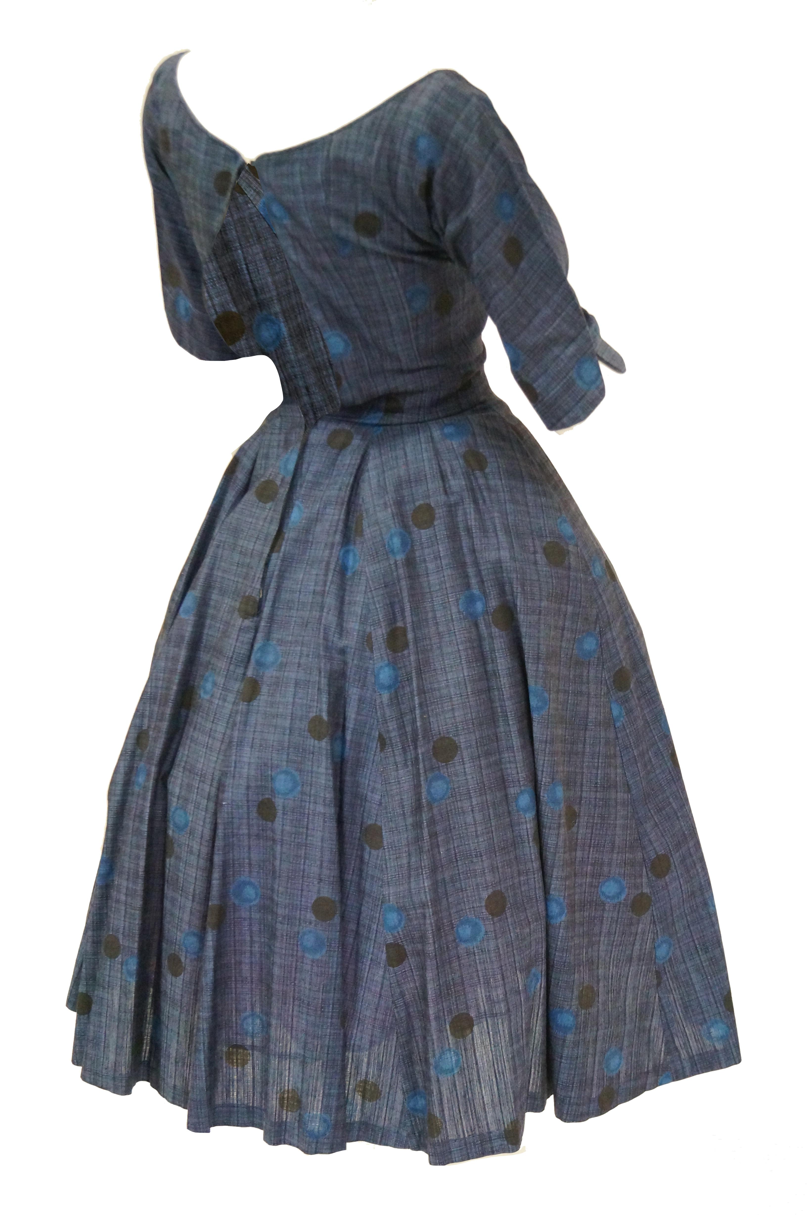 Women's 1950s Suzy Perette Blue Polkadot New Look Dress