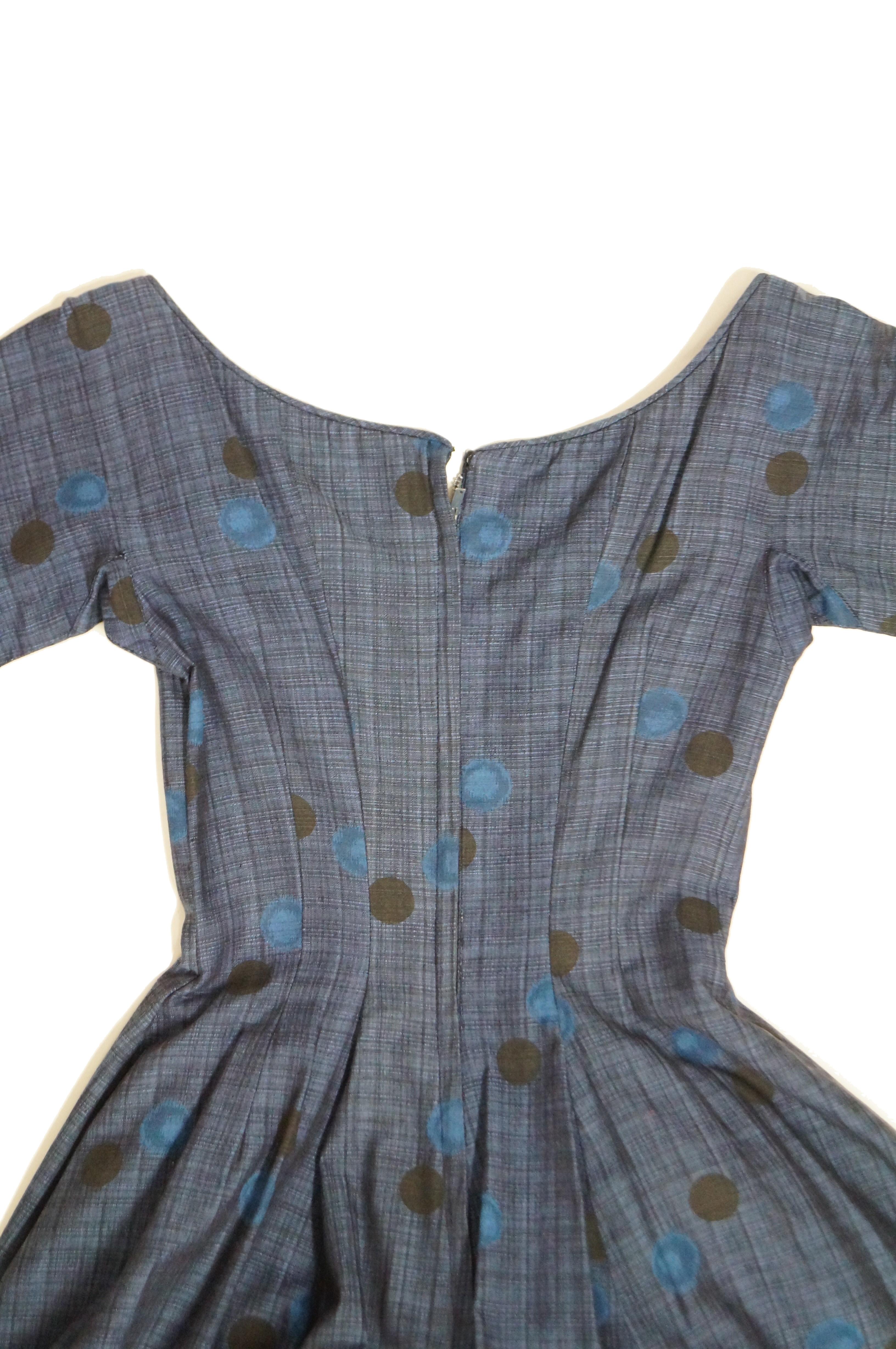 1950s Suzy Perette Blue Polkadot New Look Dress 2