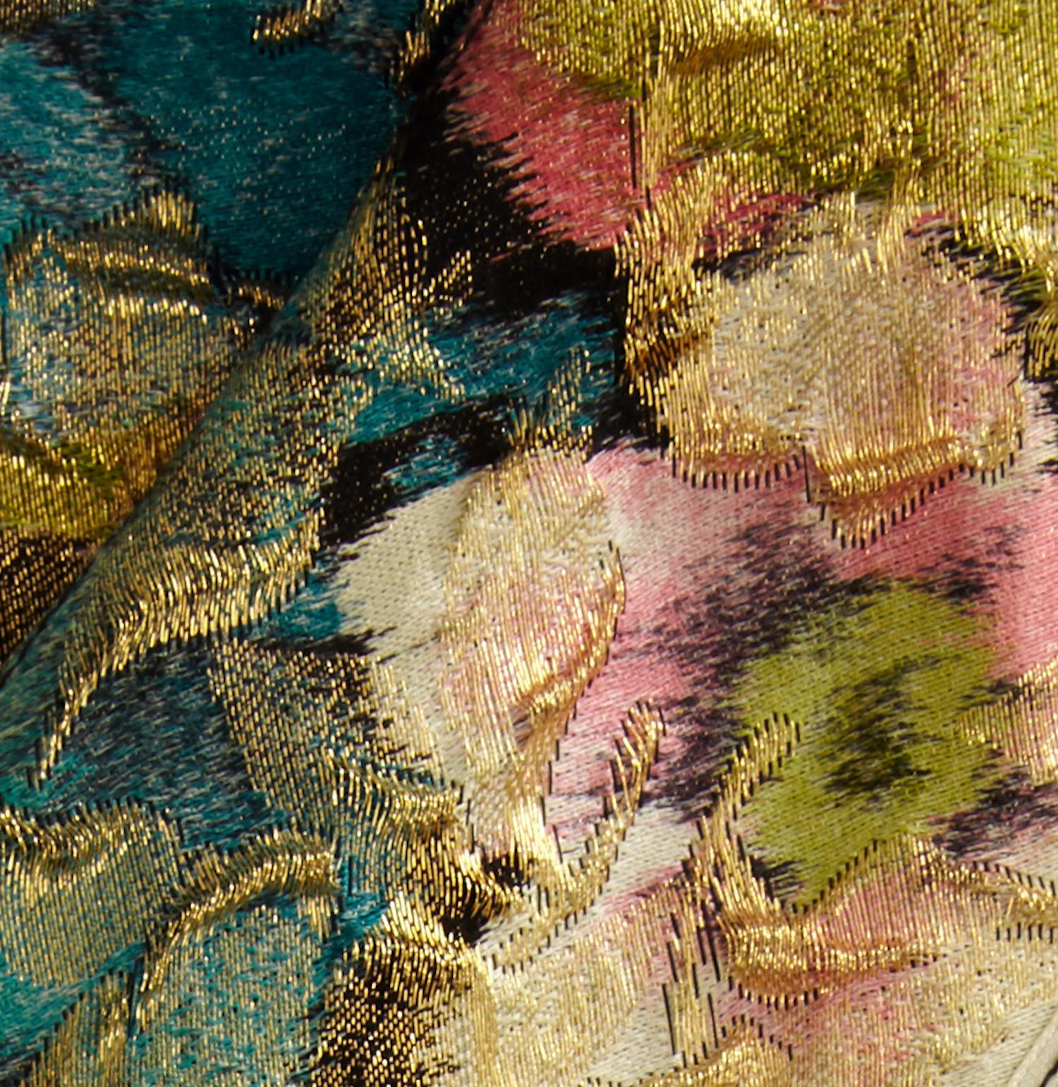 1950s Suzy Perette Floral Gold Lame Dress 2