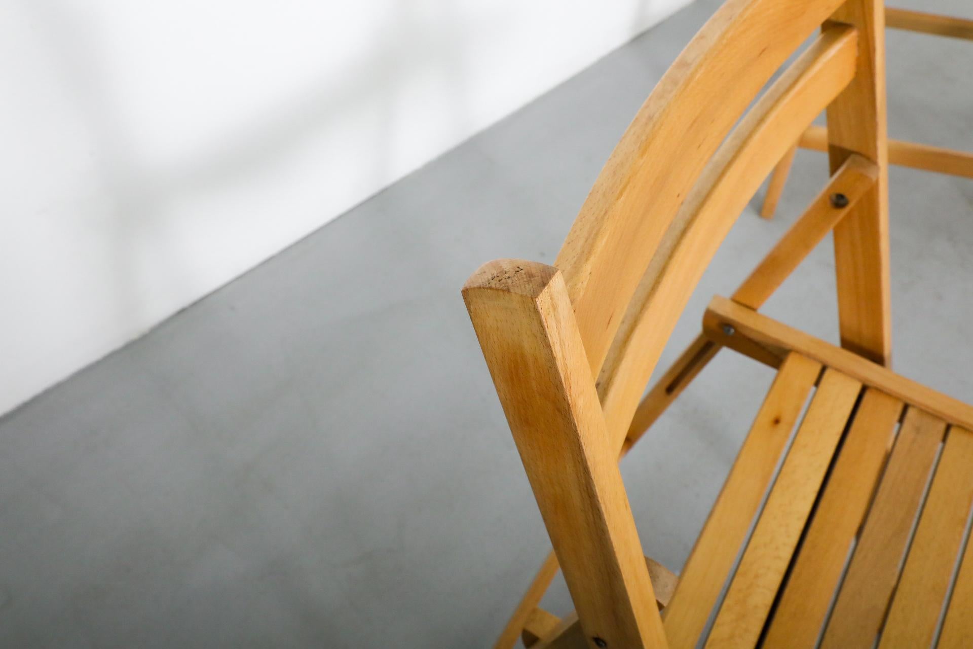 1950's Sven Markelius Style Folding Birch Steamer or Church Chairs In Good Condition In Los Angeles, CA