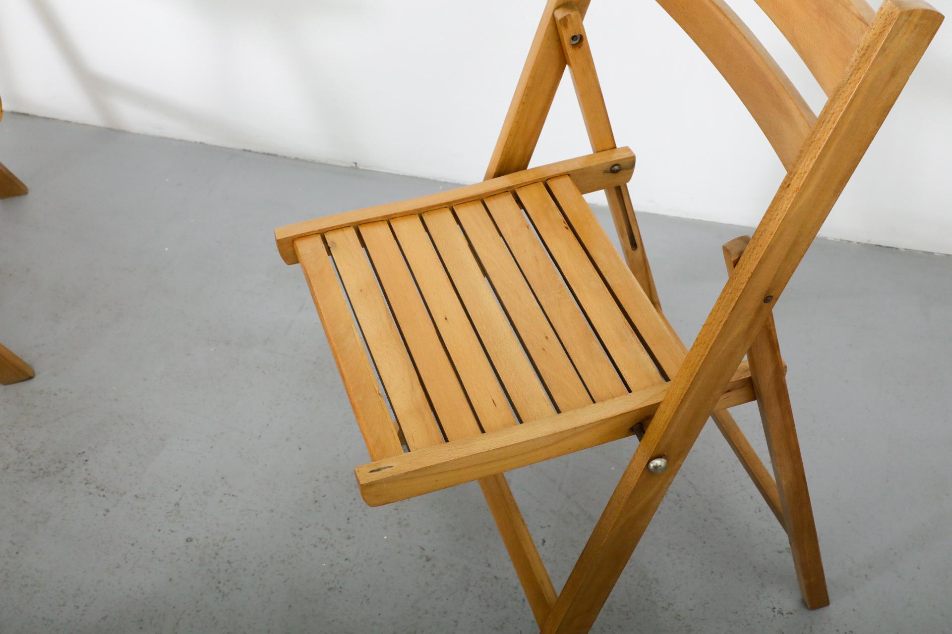 1950's Sven Markelius Style Folding Birch Steamer or Church Chairs 1
