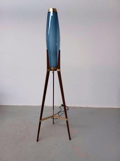 1950s Svend Aage Holm Sørensen Rocket Floor Lamp With Hand Blown Opal Glass
