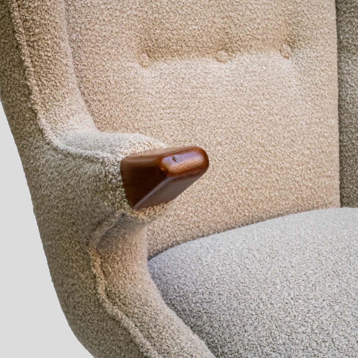 Wood 1950s Svend skipper designed wing armchair mid century scandinavia For Sale