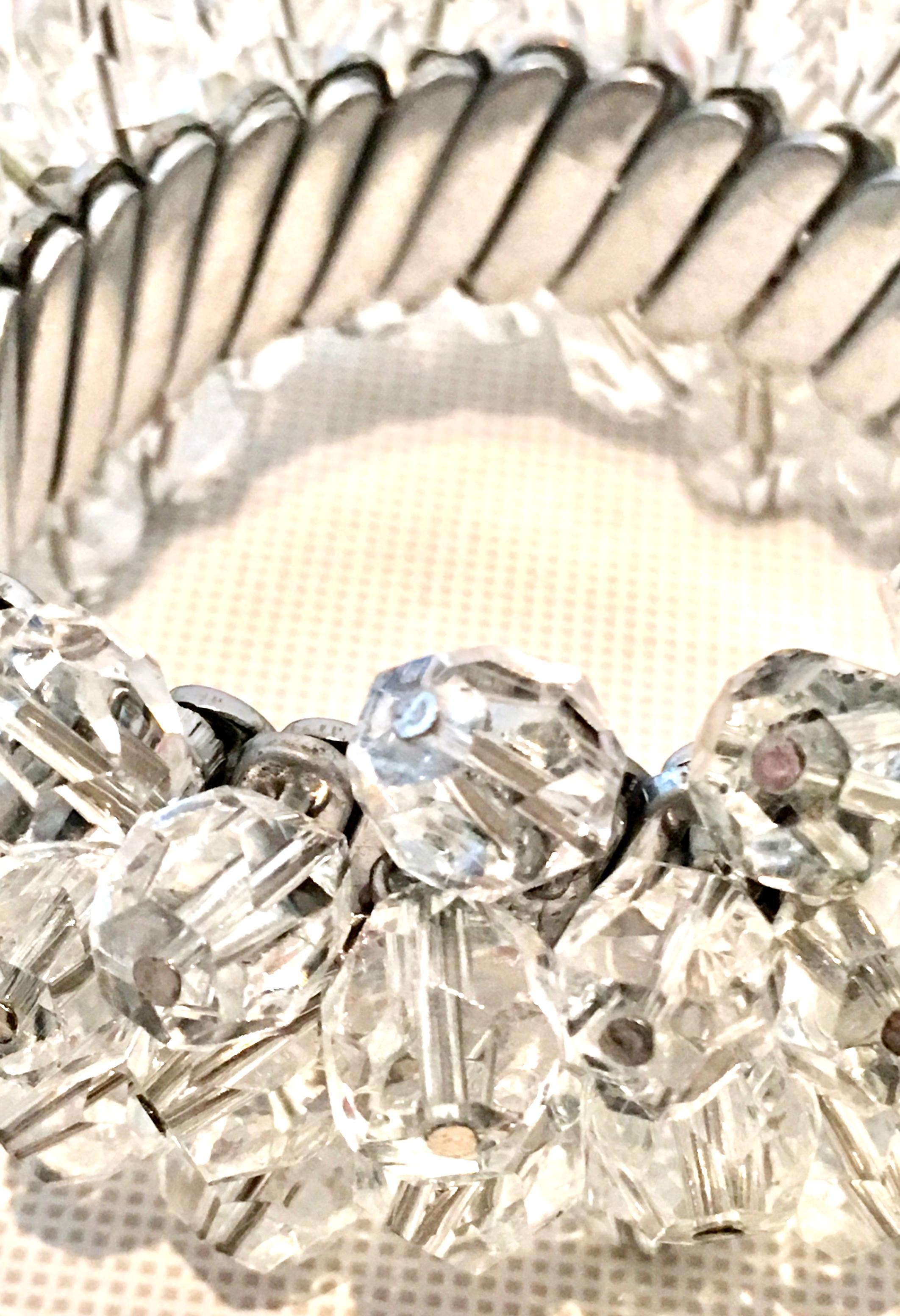 1950'S Swarovski Crystal Faceted Dangle Bead Accordian Bracelet 1