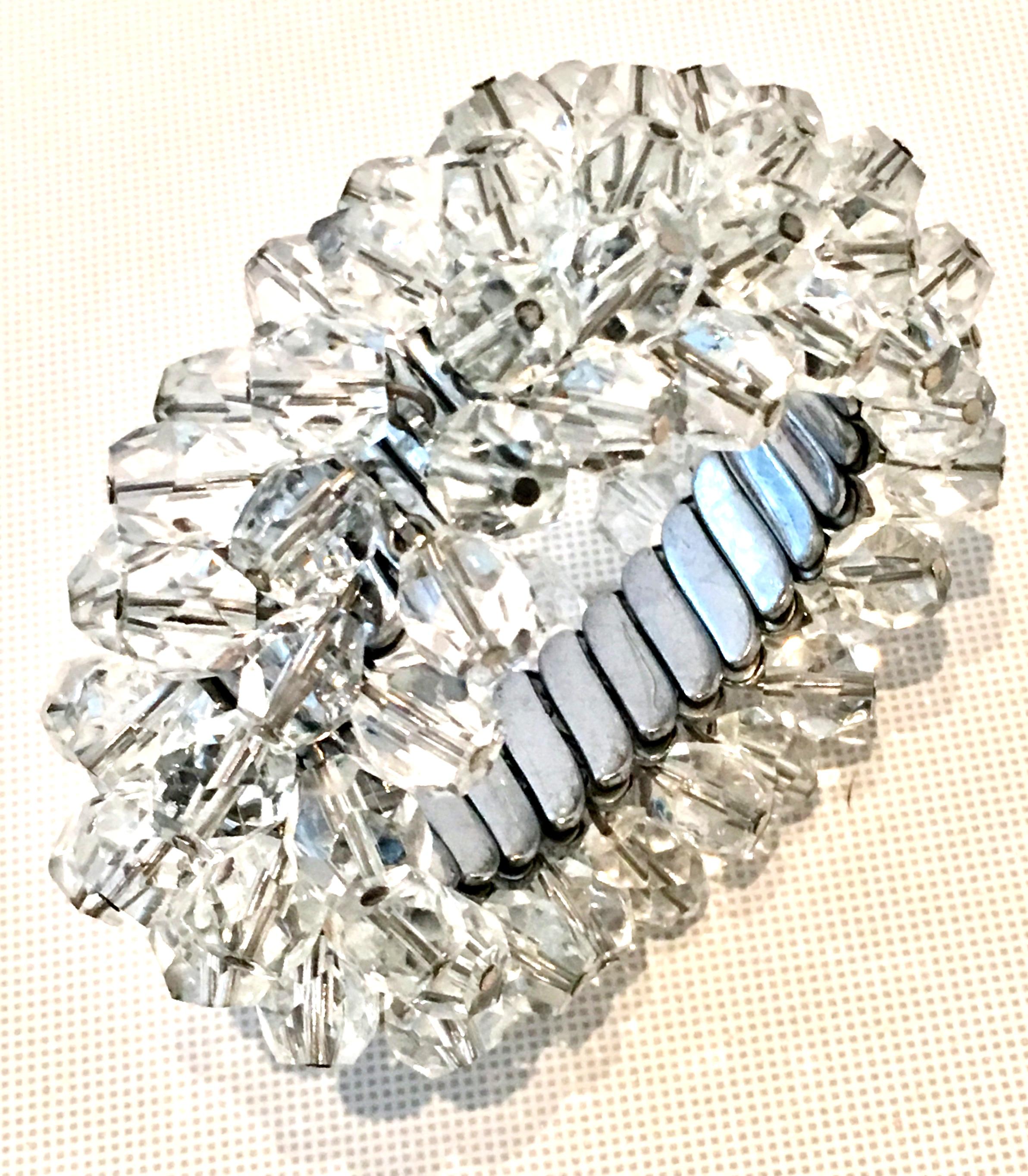 Women's or Men's 1950'S Swarovski Crystal Faceted Dangle Bead Accordian Bracelet