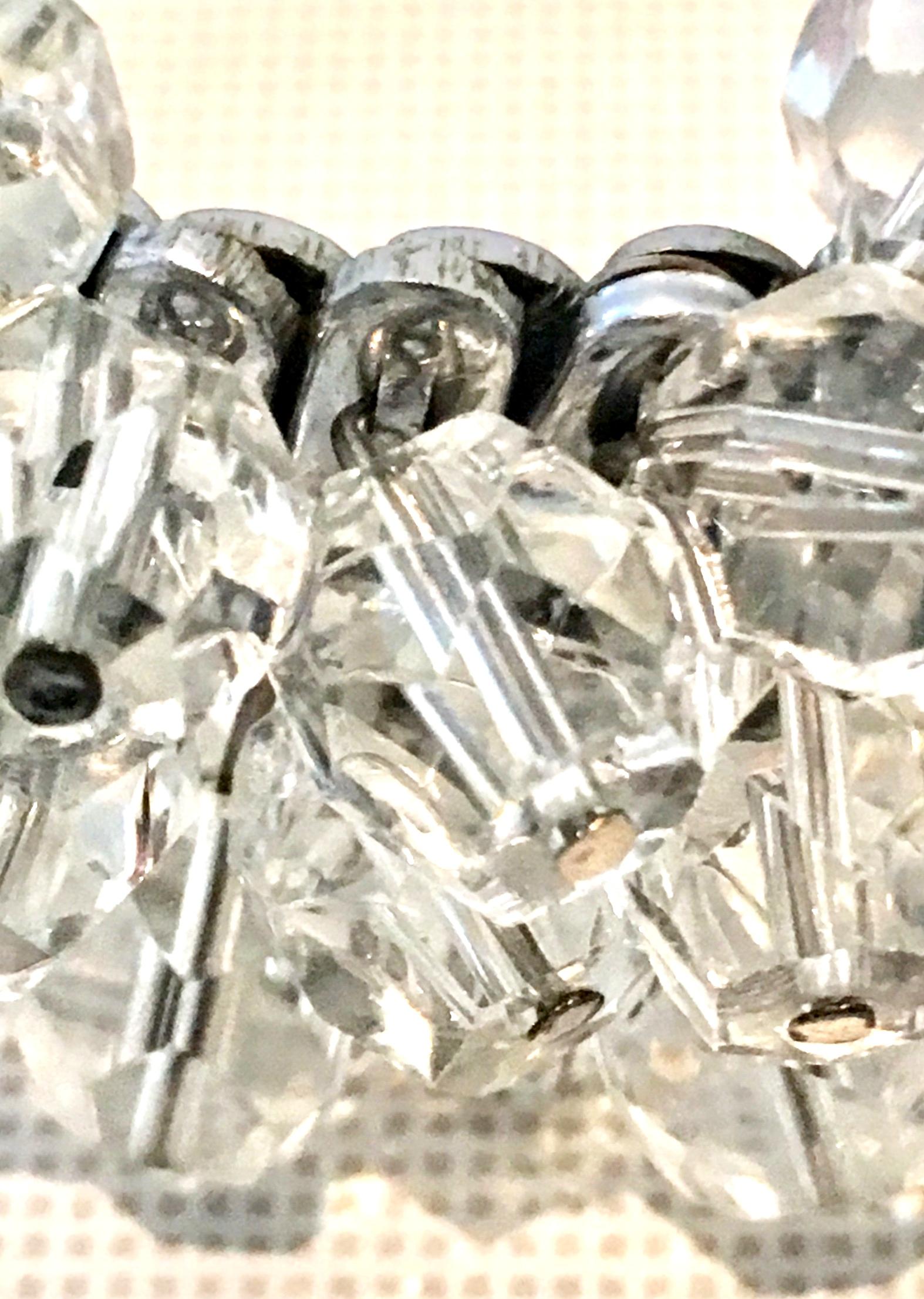 1950'S Swarovski Crystal Faceted Dangle Bead Accordian Bracelet 3