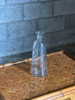 1950s Sweden Hand-Blown Glass Decanter or Vase With Etched Star and Circle Motif