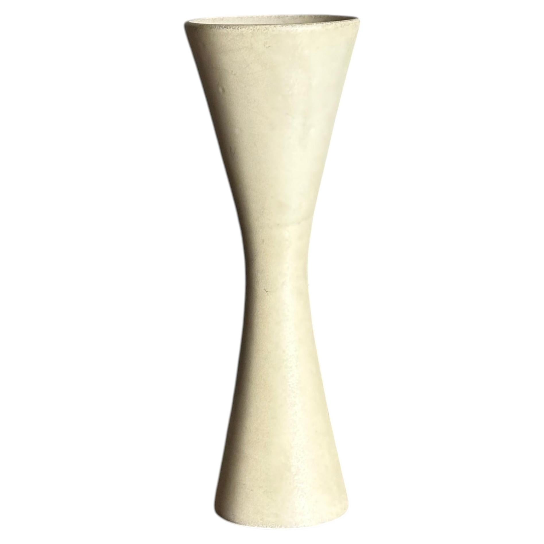 1950s Swedish Architectural Hourglass Vase by Syco in Matte Ivory