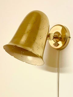 1950s Swedish Bell-Shaped Perforated Wall Lamp No. 6501 in Brass by Boréns