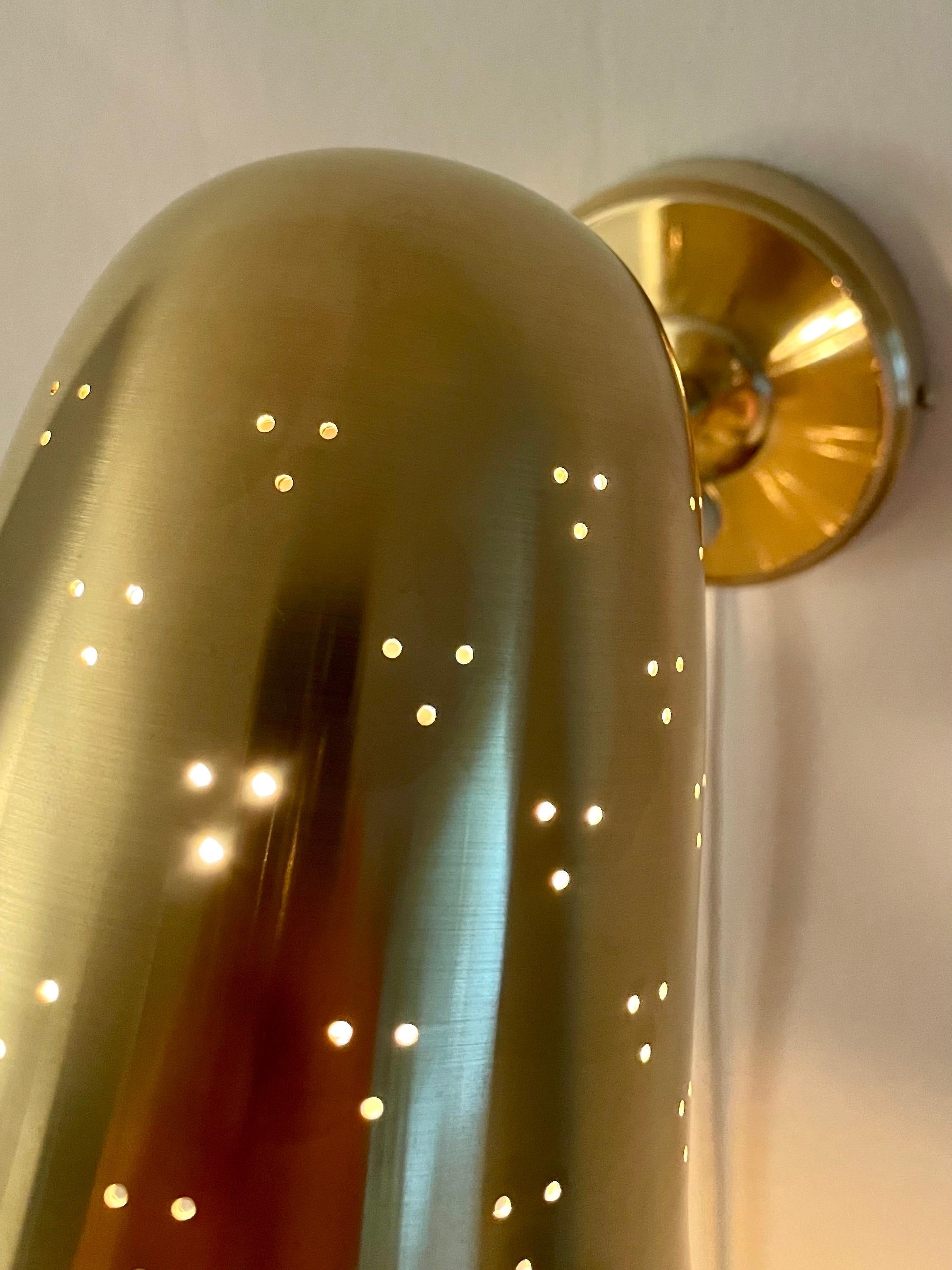 Mid-20th Century 1950s Swedish Bell-Shaped Perforated Wall Lamp No. 6501 in Brass by Boréns