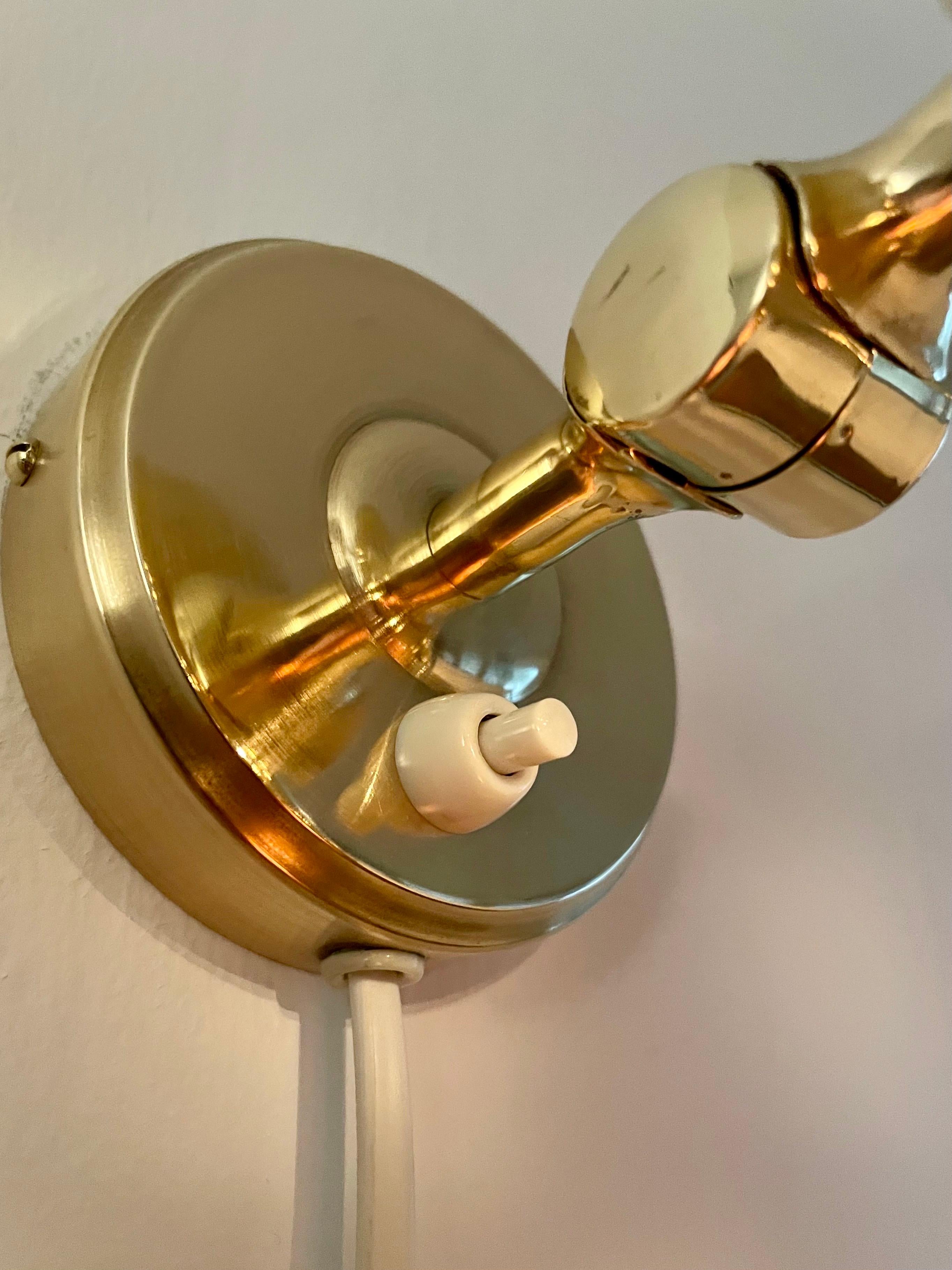 1950s Swedish Bell-Shaped Perforated Wall Lamp No. 6501 in Brass by Boréns 2