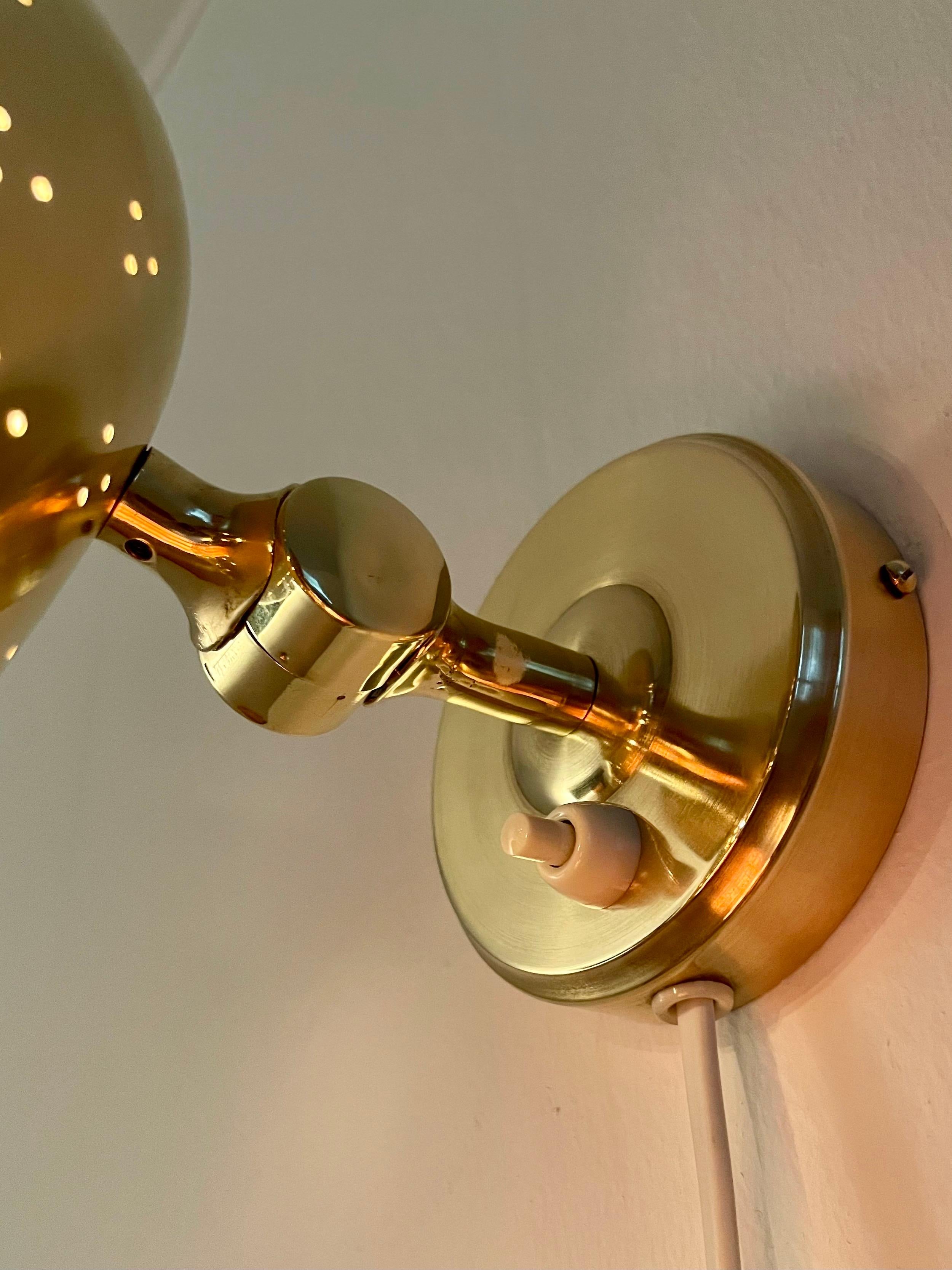 1950s Swedish Bell-Shaped Perforated Wall Lamp No. 6501 in Brass by Boréns 3