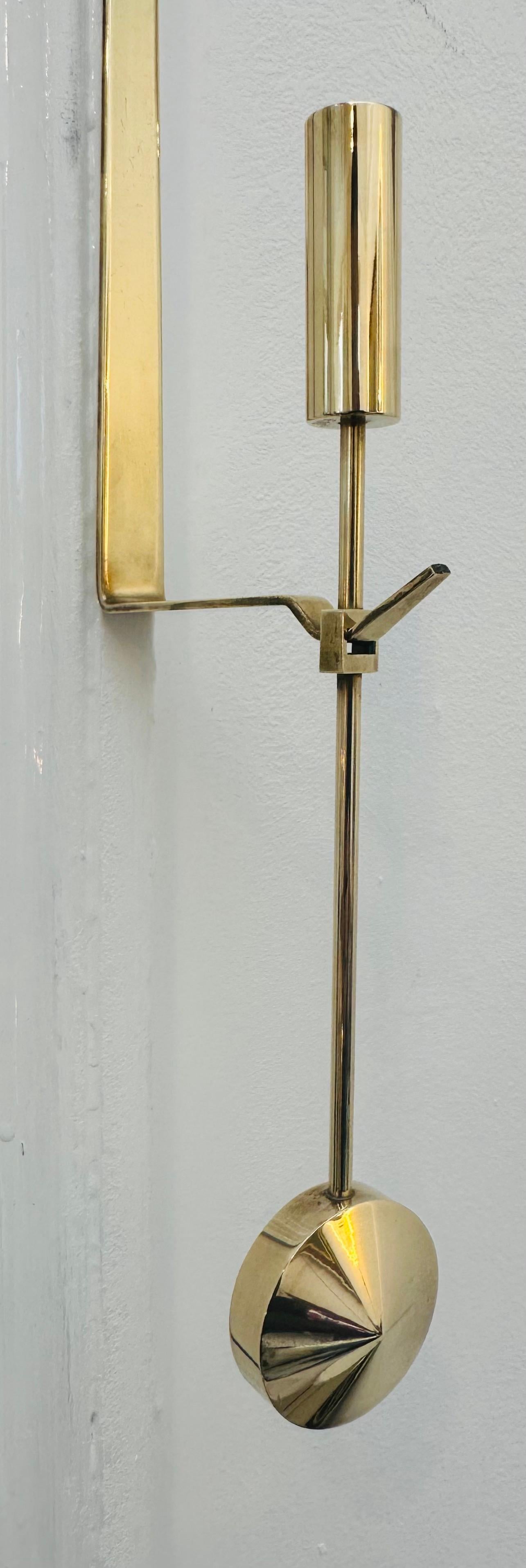 1950s Swedish Brass Wall Candle Holders by Pierre Forsell for Skultuna, No 71 For Sale 2