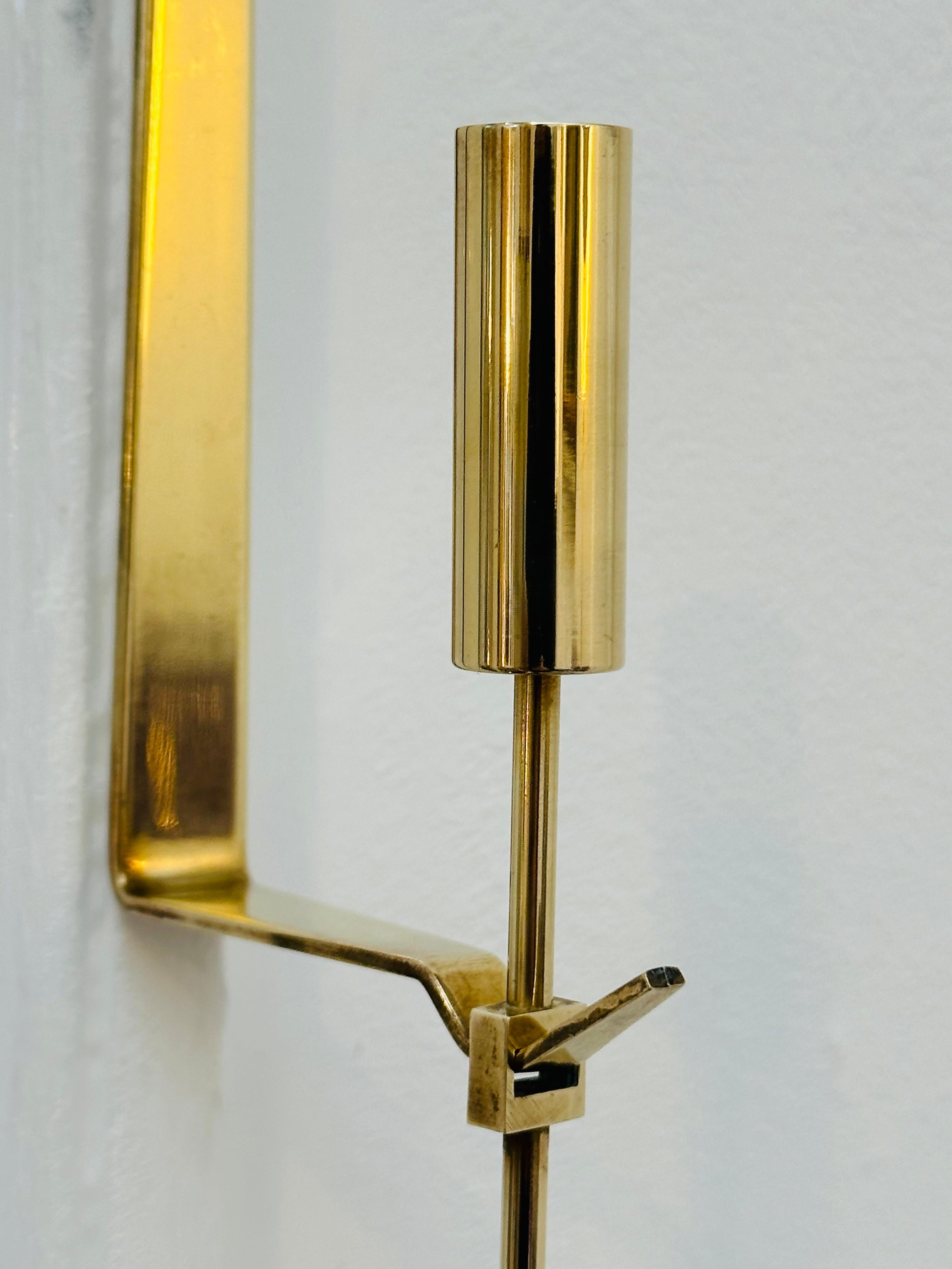 1950s Swedish Brass Wall Candle Holders by Pierre Forsell for Skultuna, No 71 For Sale 3