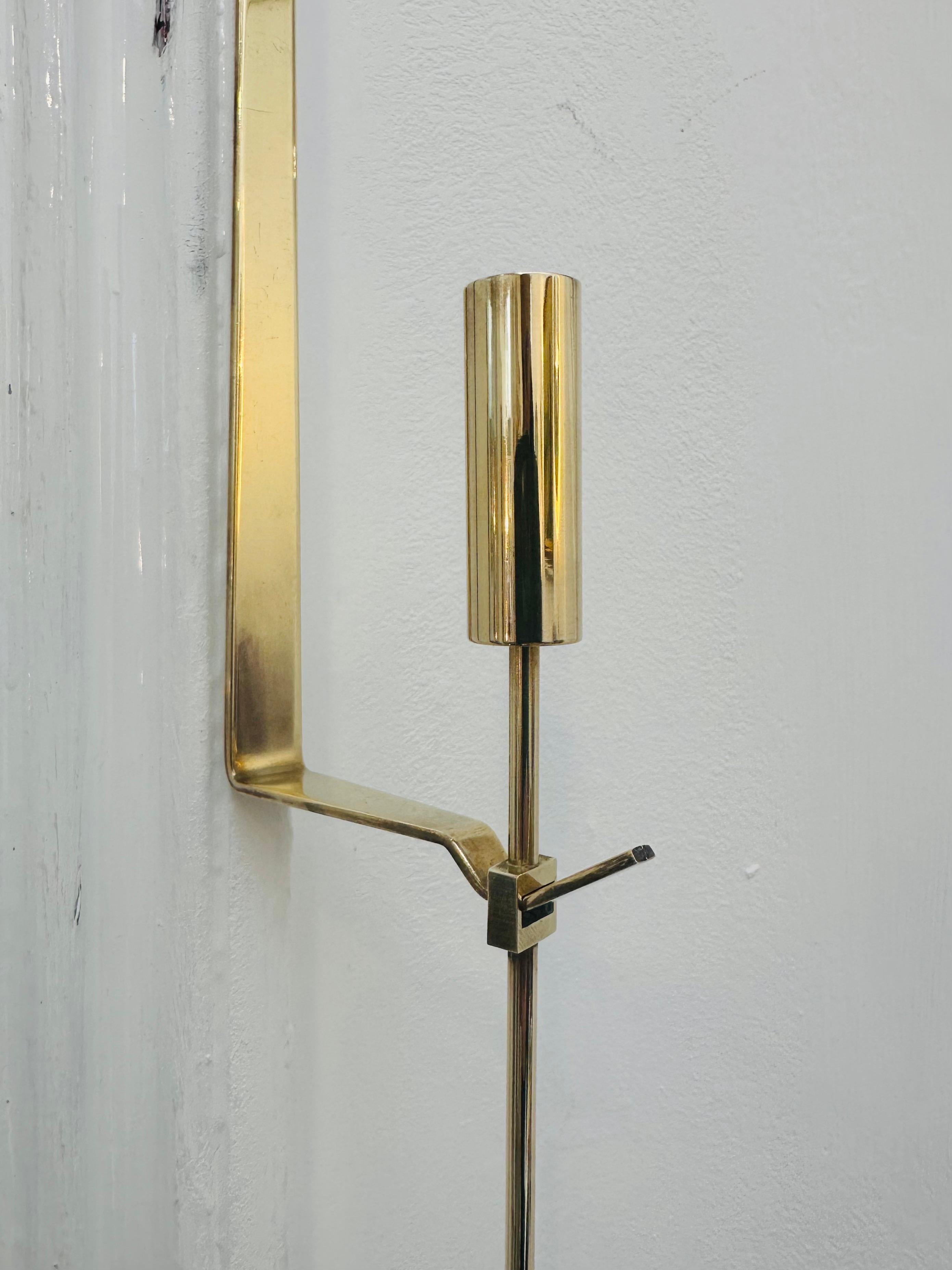 1950s Swedish Brass Wall Candle Holders by Pierre Forsell for Skultuna, No 71 For Sale 7