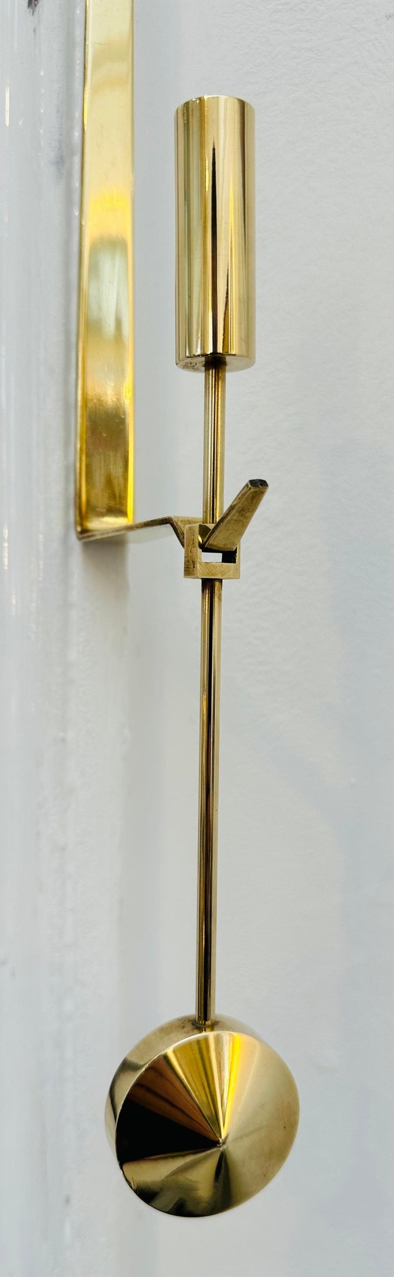 1950s Swedish Brass Wall Candle Holders by Pierre Forsell for Skultuna
