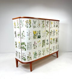 1950’s Swedish Cabinet With Nordens Flora Illustrations