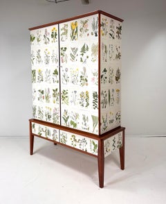1950's Swedish Cabinet with Nordens Flora Illustrations