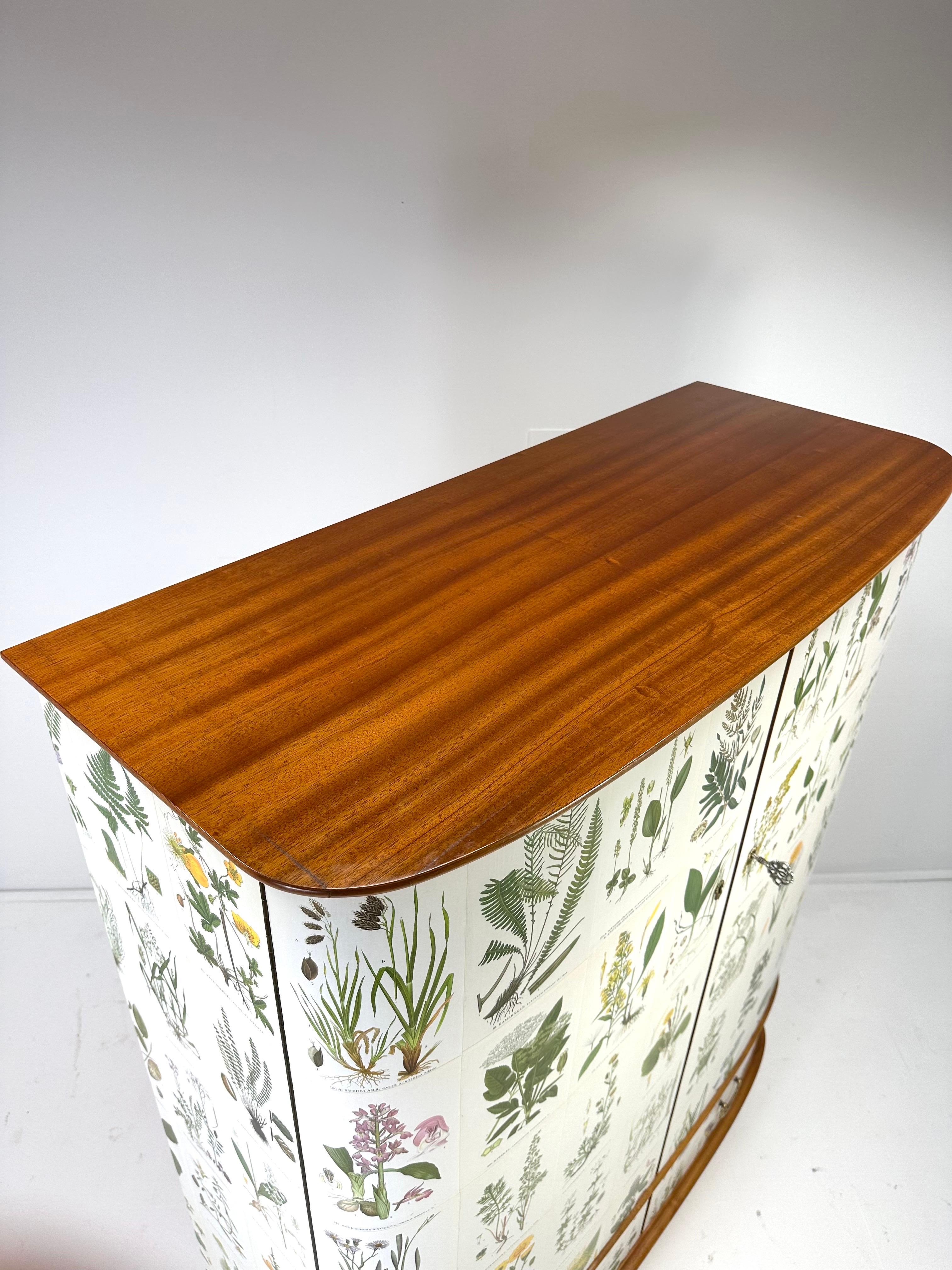 1950’s Swedish Cabinet With Nordens Flora Illustrations For Sale 1