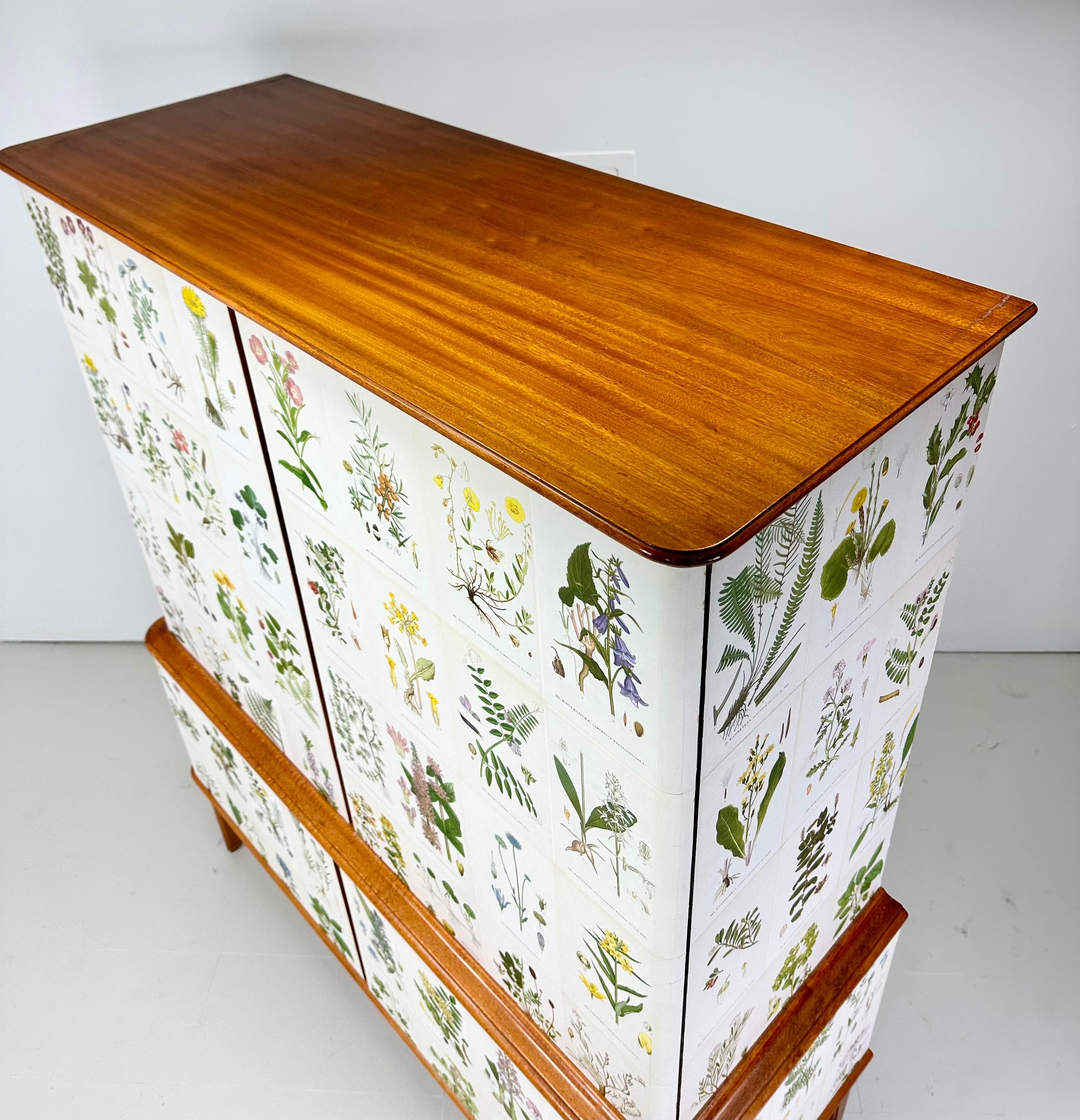 1950’s Swedish Cabinet With Nordens Flora Illustrations For Sale 1