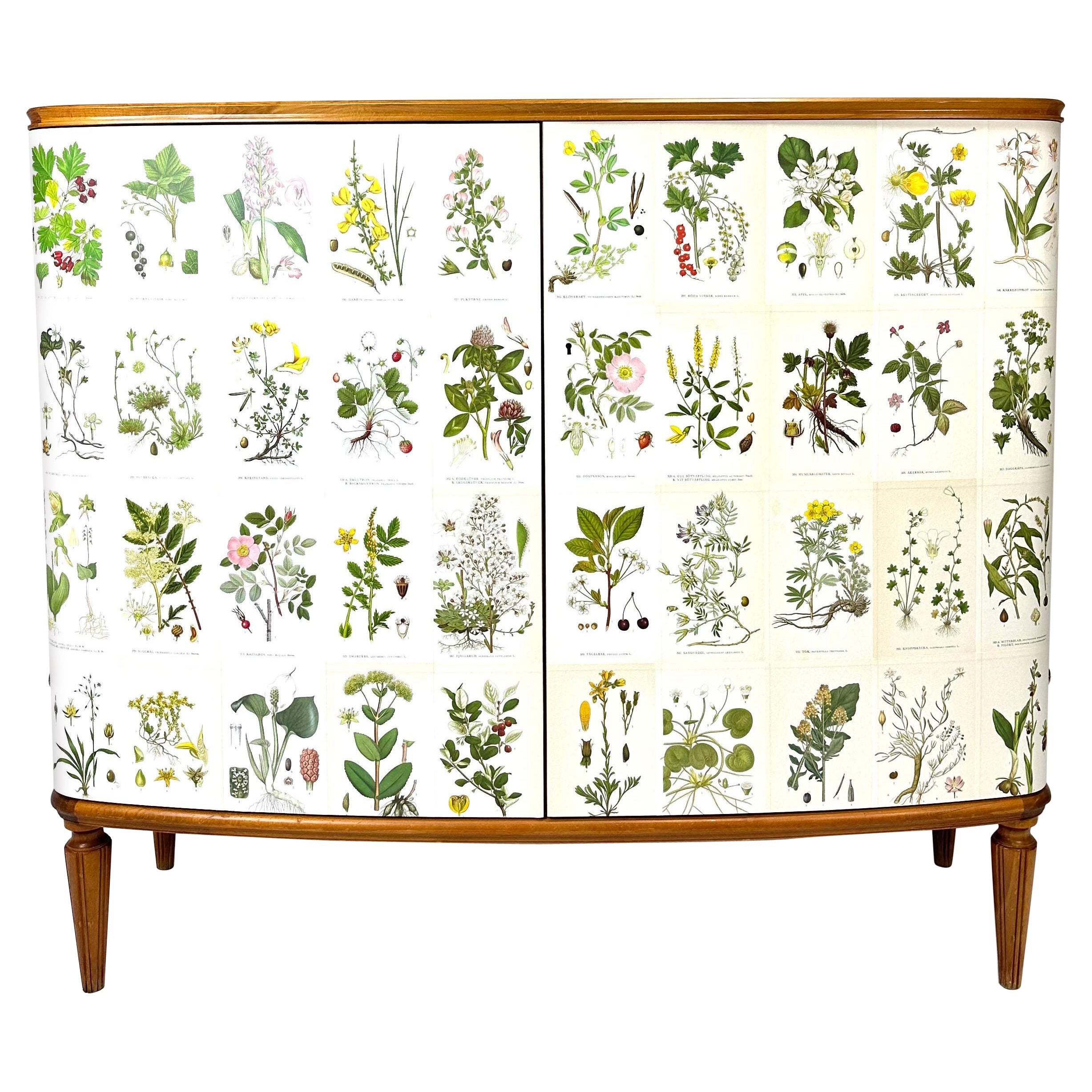 1950’s Swedish Cabinet With Nordens Flora Illustrations
